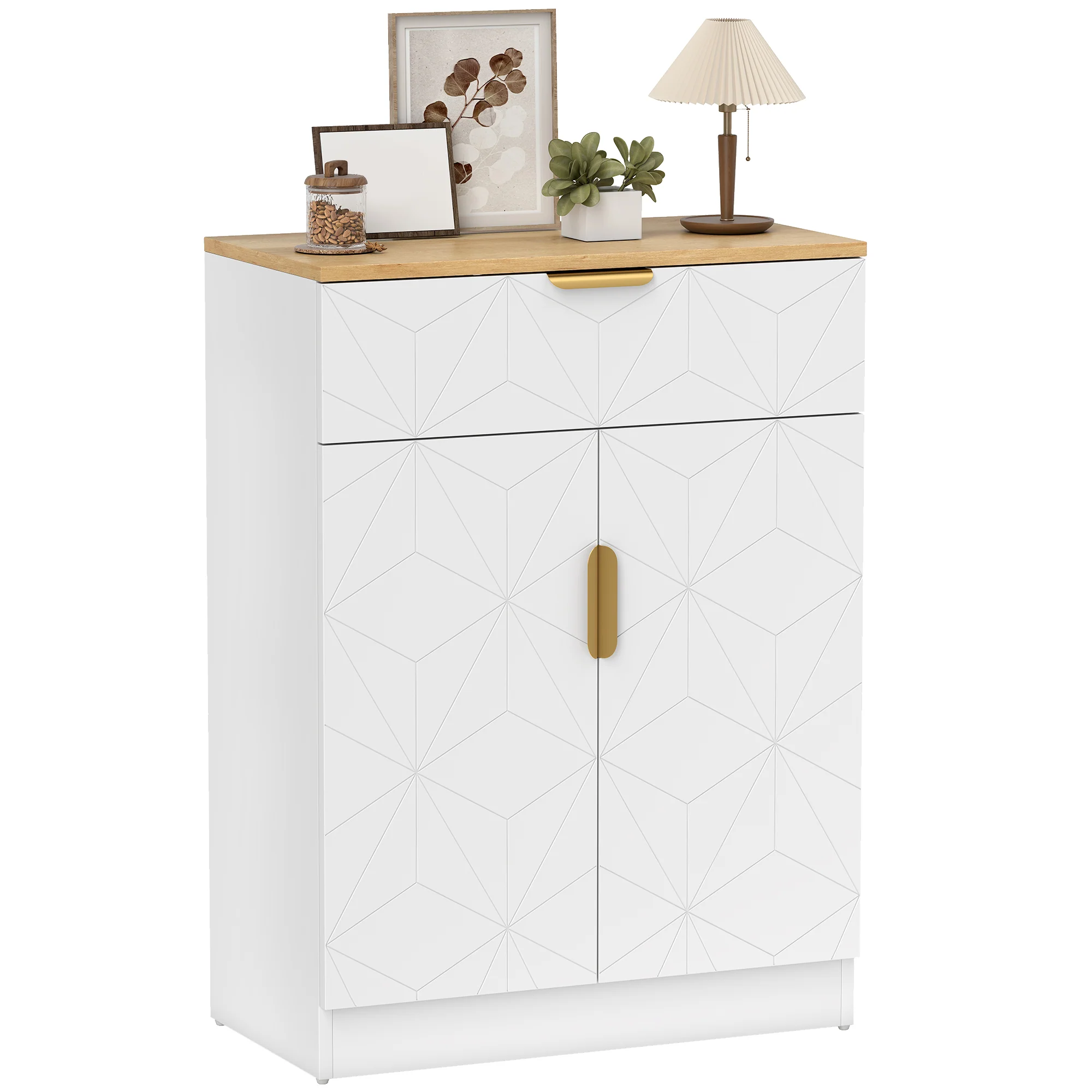 HOMCOM Sideboard Storage Cupboard with Drawer for Living Room Entryway White