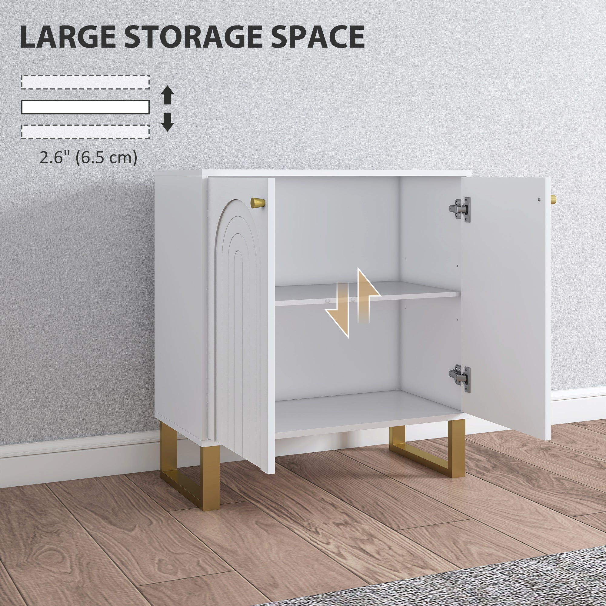 HOMCOM Sideboard With Adjustable Shelves & Doors For Living Room, White - Image 12