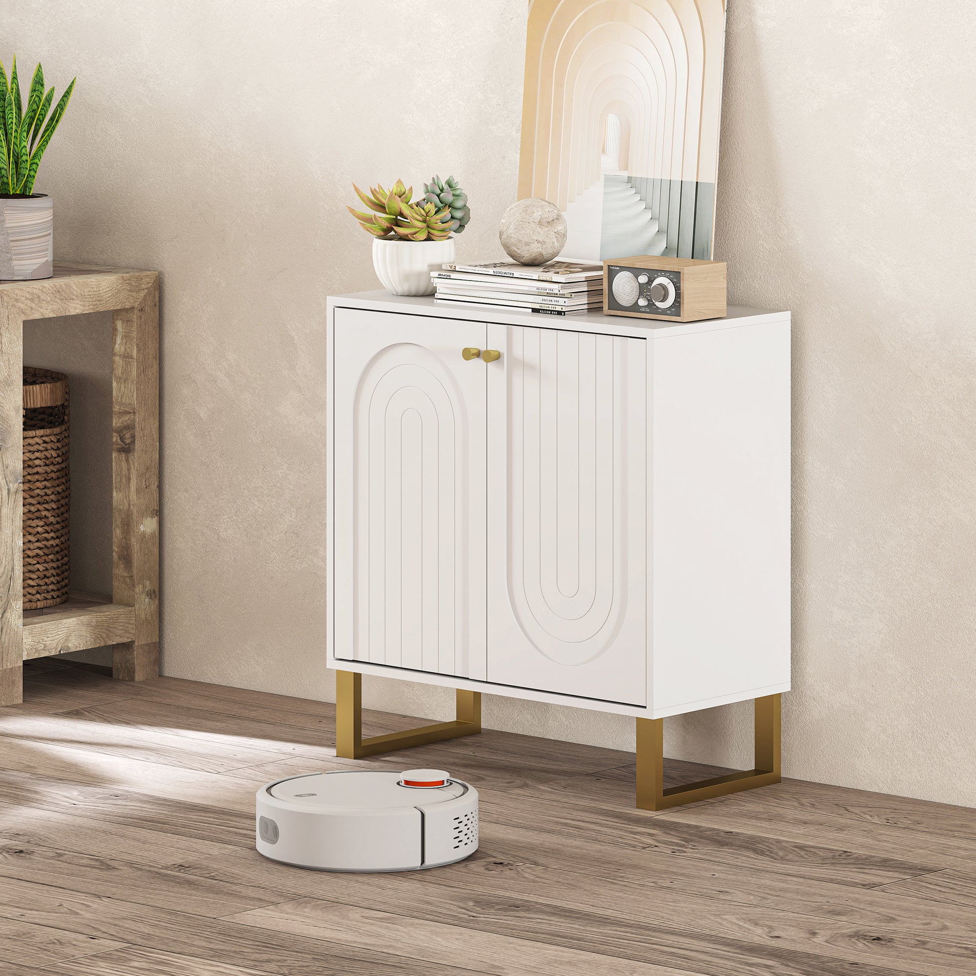 HOMCOM Sideboard With Adjustable Shelves & Doors For Living Room, White - Image 16