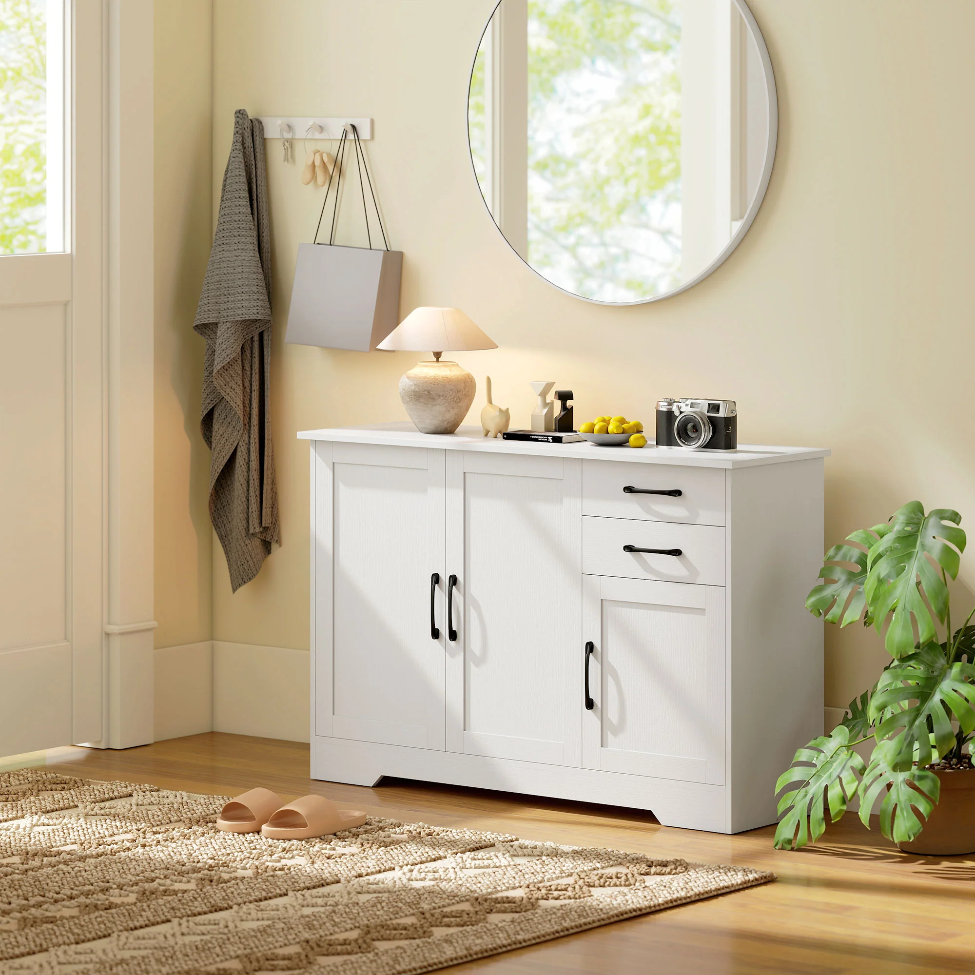 HOMCOM Sideboard with Soft-Close Doors, Modern Storage Cabinet White - Image 9