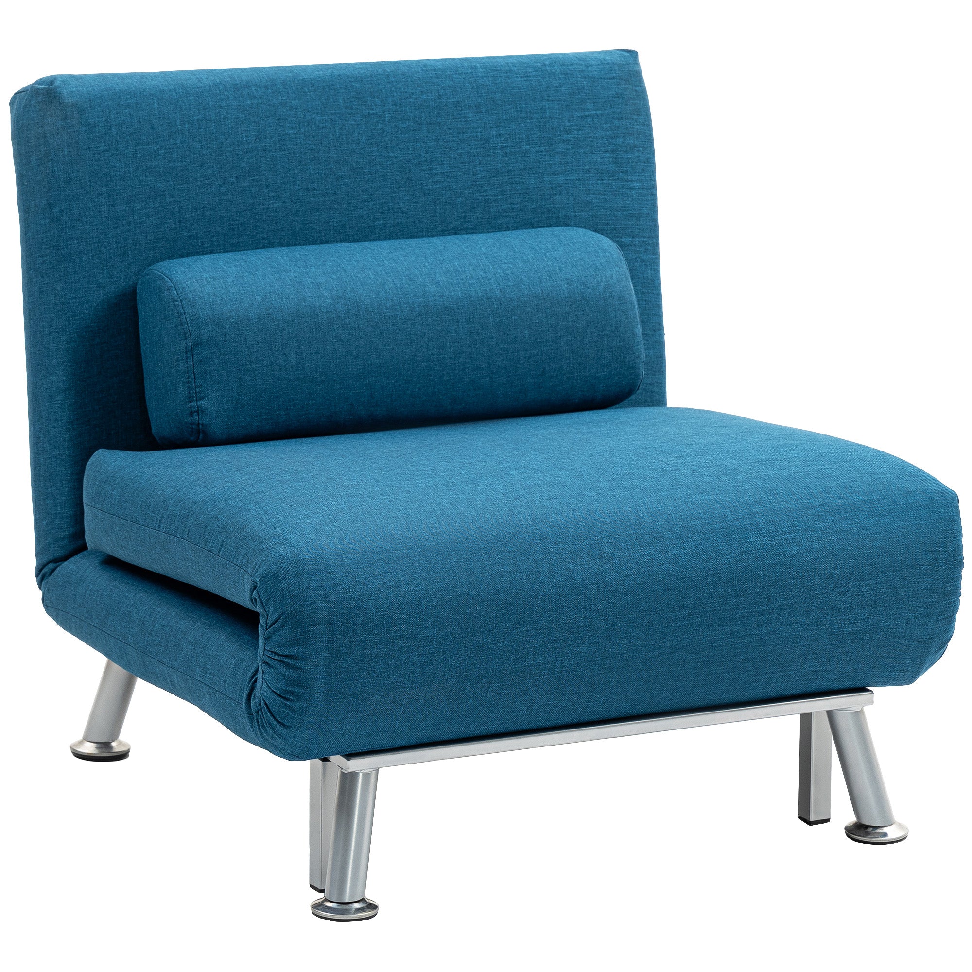 HOMCOM Single Folding 5 Position Convertible Sleeper Chair Sofa Bed Blue - Image 11