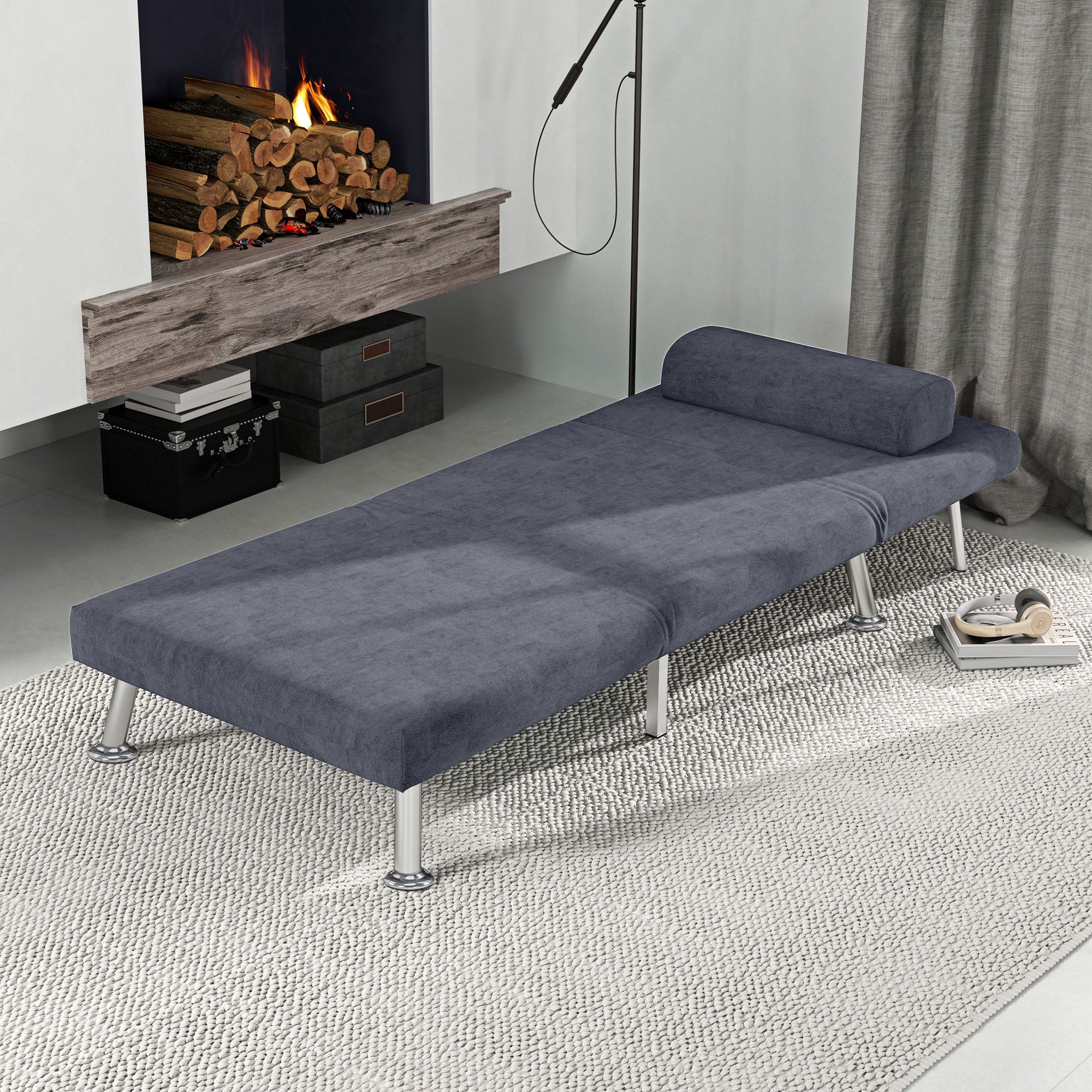 HOMCOM Single Folding 5 Position Convertible Sleeper Chair Sofa Bed - Image 17