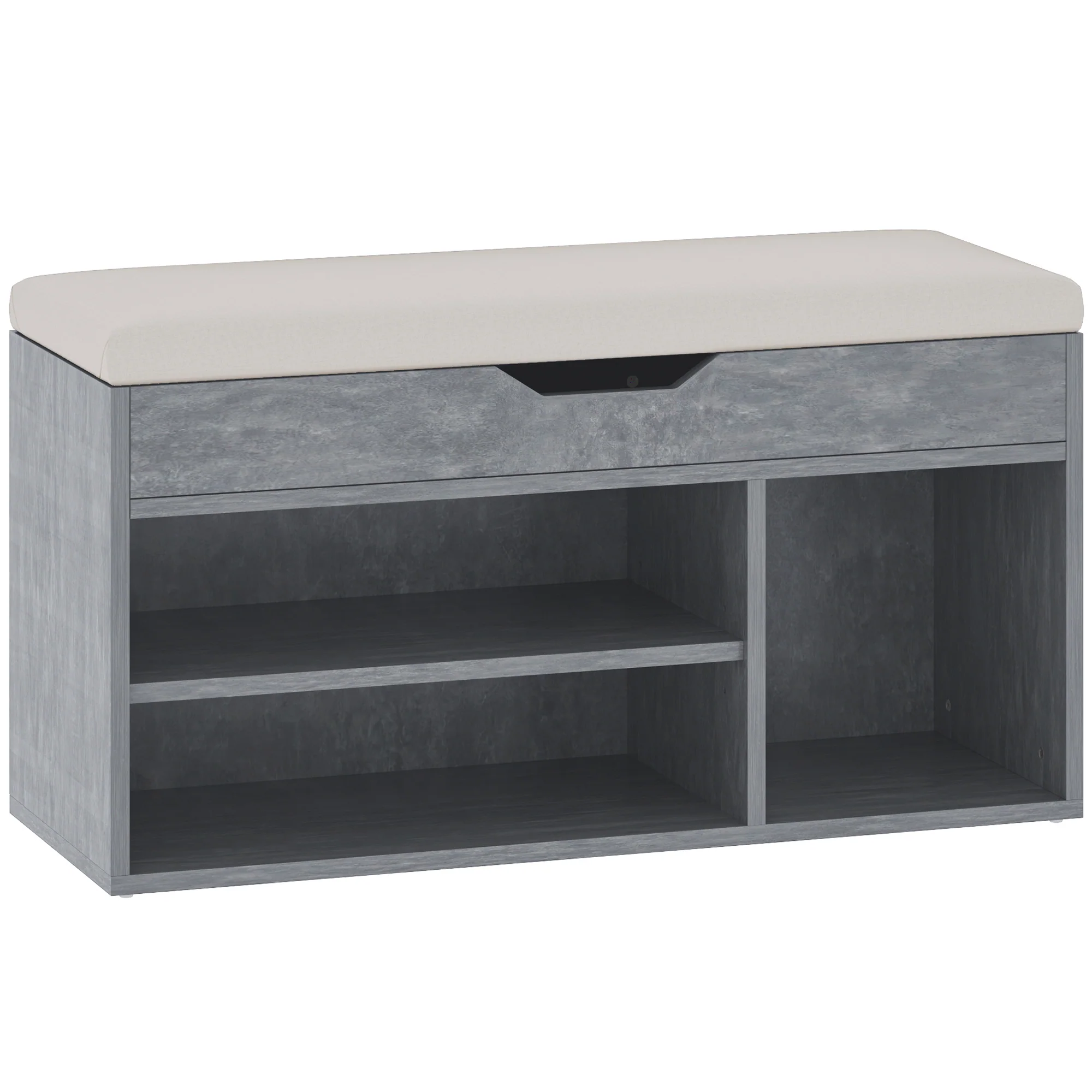 HOMCOM Sit-On Shoe Storage Unit W/ Hidden Compartment Handles - Image 10