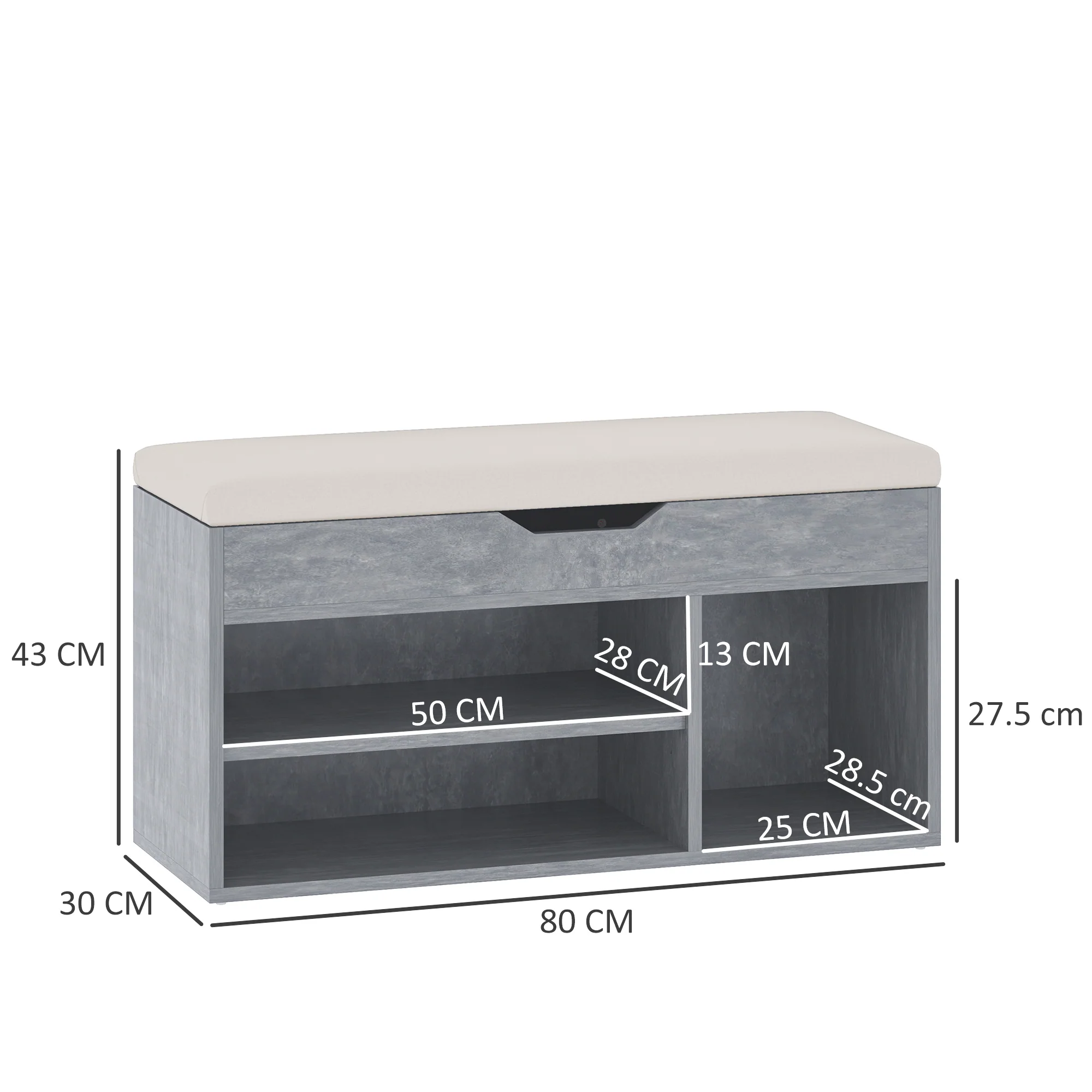 HOMCOM Sit-On Shoe Storage Unit W/ Hidden Compartment Handles - Image 14