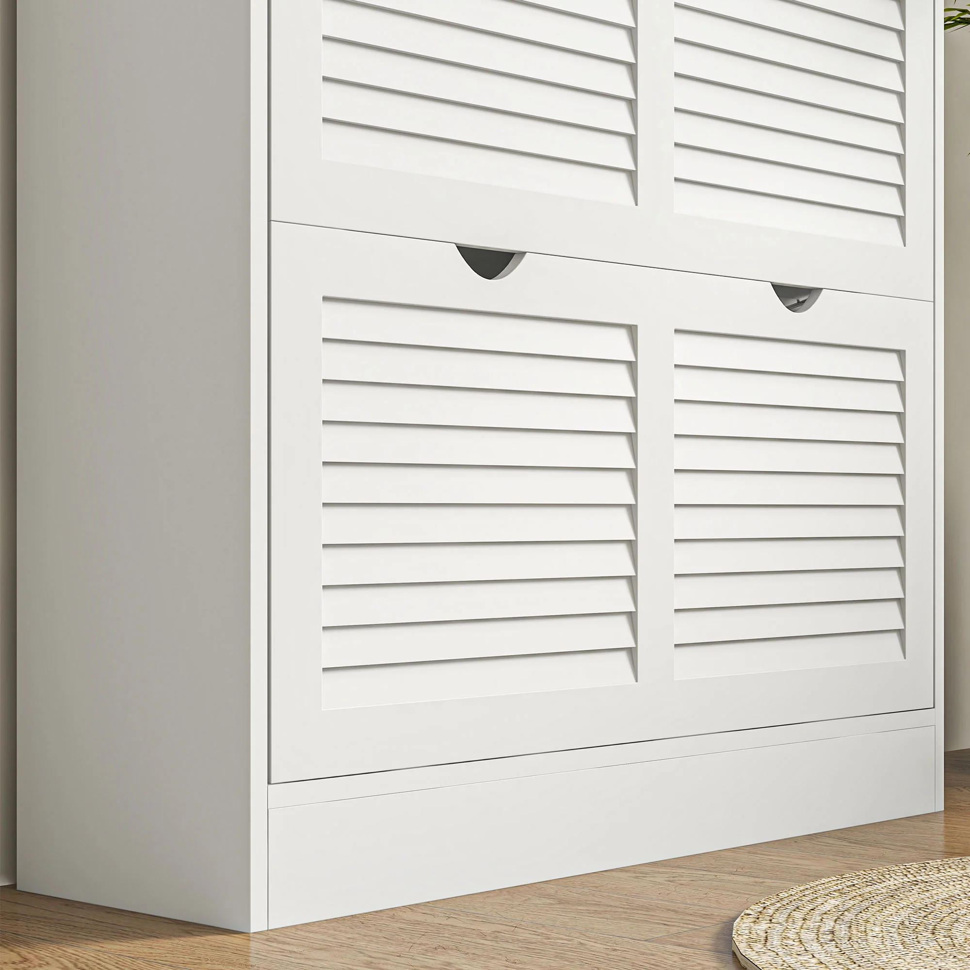 HOMCOM Slim Shoe Storage Cabinet with 2 Flip Drawers for Entryway, White - Image 9