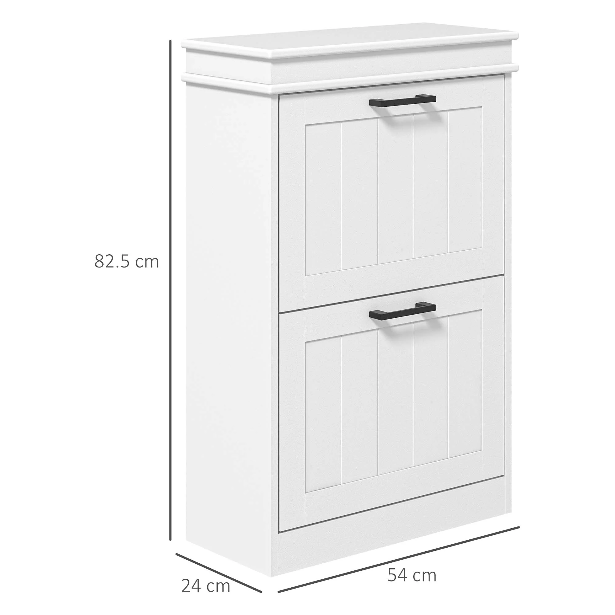 HOMCOM Slim Shoe Storage Cabinet With 2 Flip Drawers For Entryway, White - Image 5