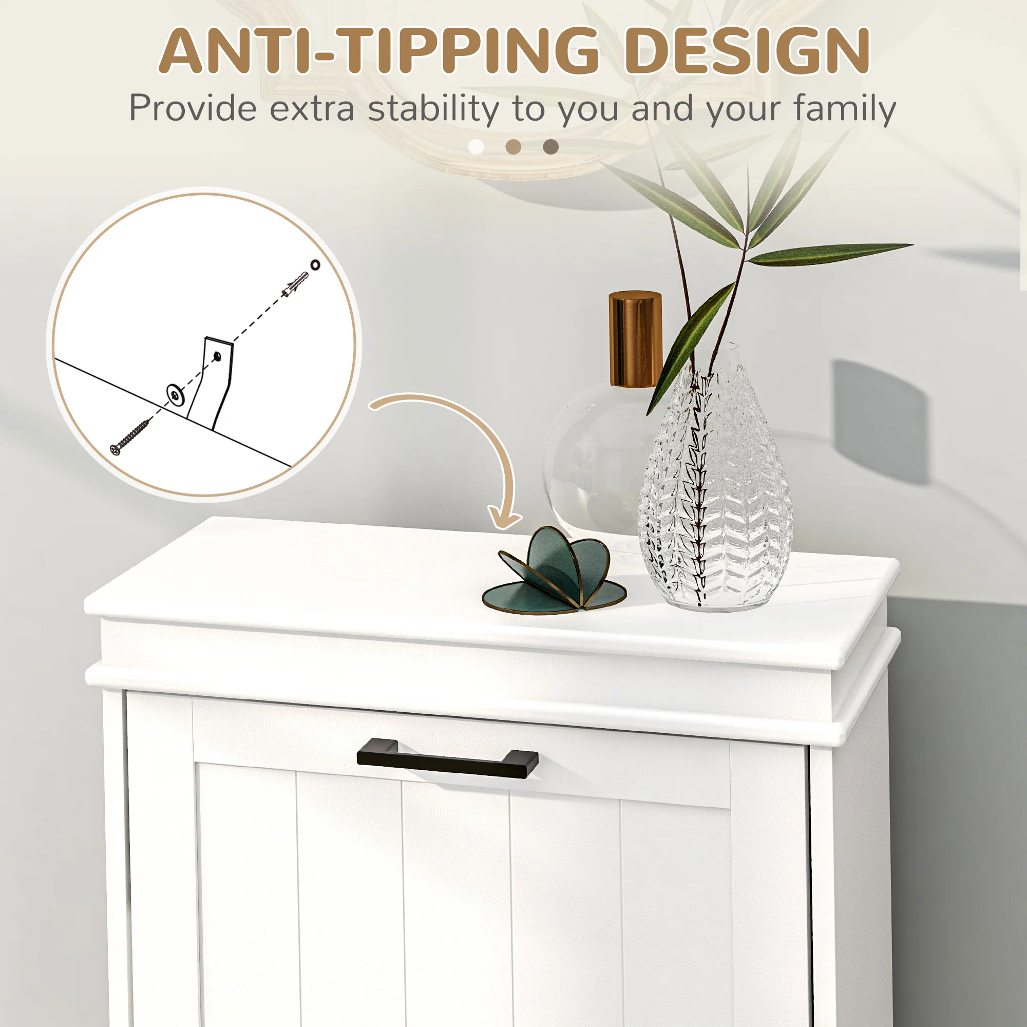 HOMCOM Slim Shoe Storage Cabinet With 2 Flip Drawers For Entryway, White - Image 7