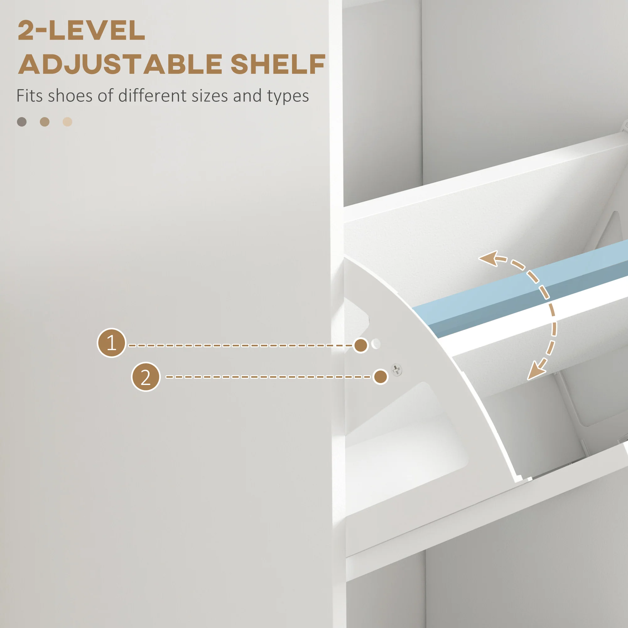 HOMCOM Slim Shoe Storage Cabinet With 3 Flip Drawers For Entryway, White - Image 4
