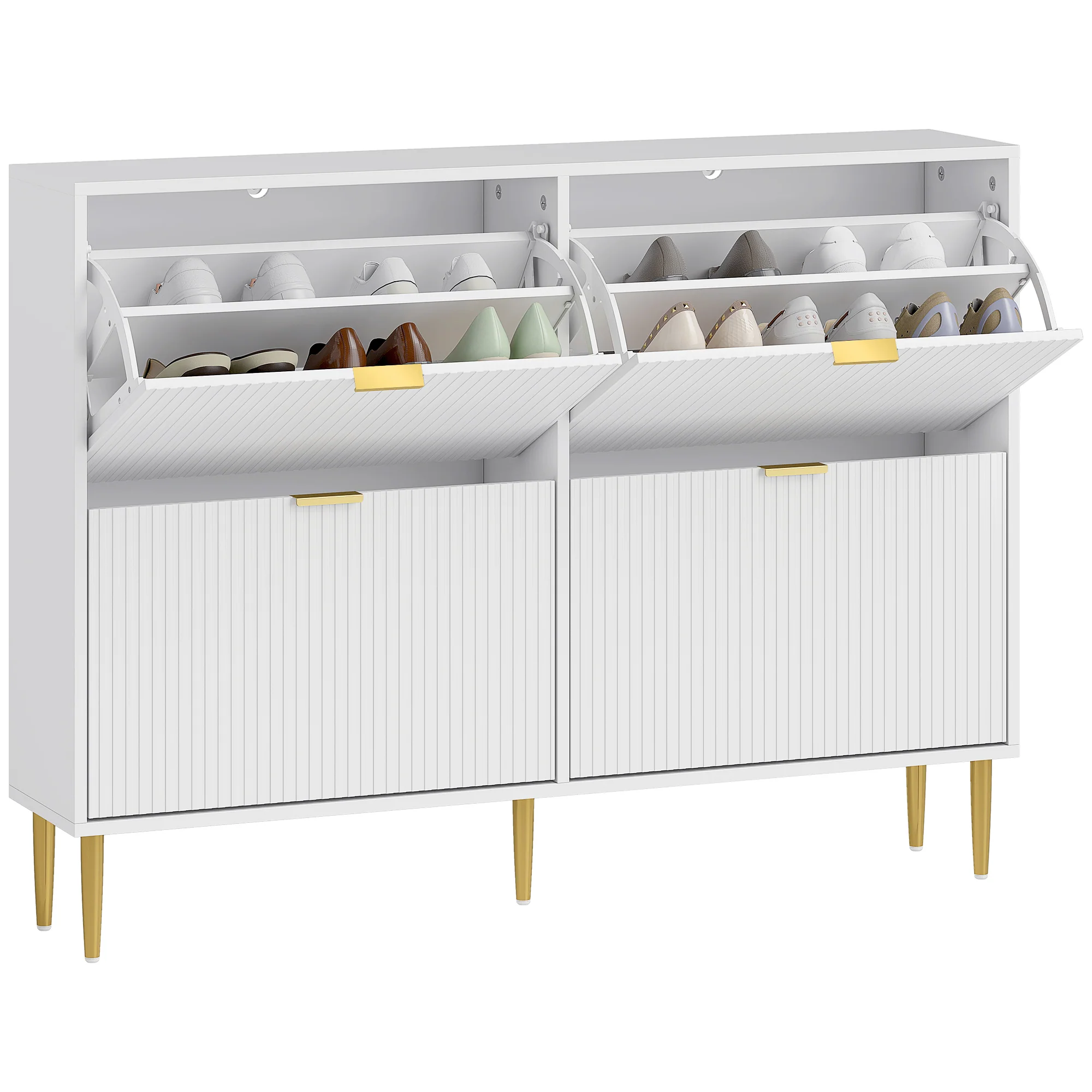 HOMCOM Slim Shoe Storage Cabinet With 4 Flip Drawers For Hallway - Image 10
