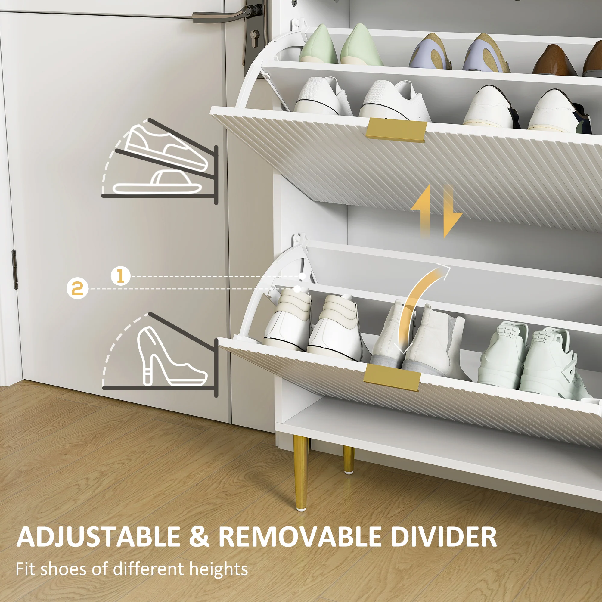 HOMCOM Slim Shoe Storage Cabinet With 4 Flip Drawers For Hallway - Image 15