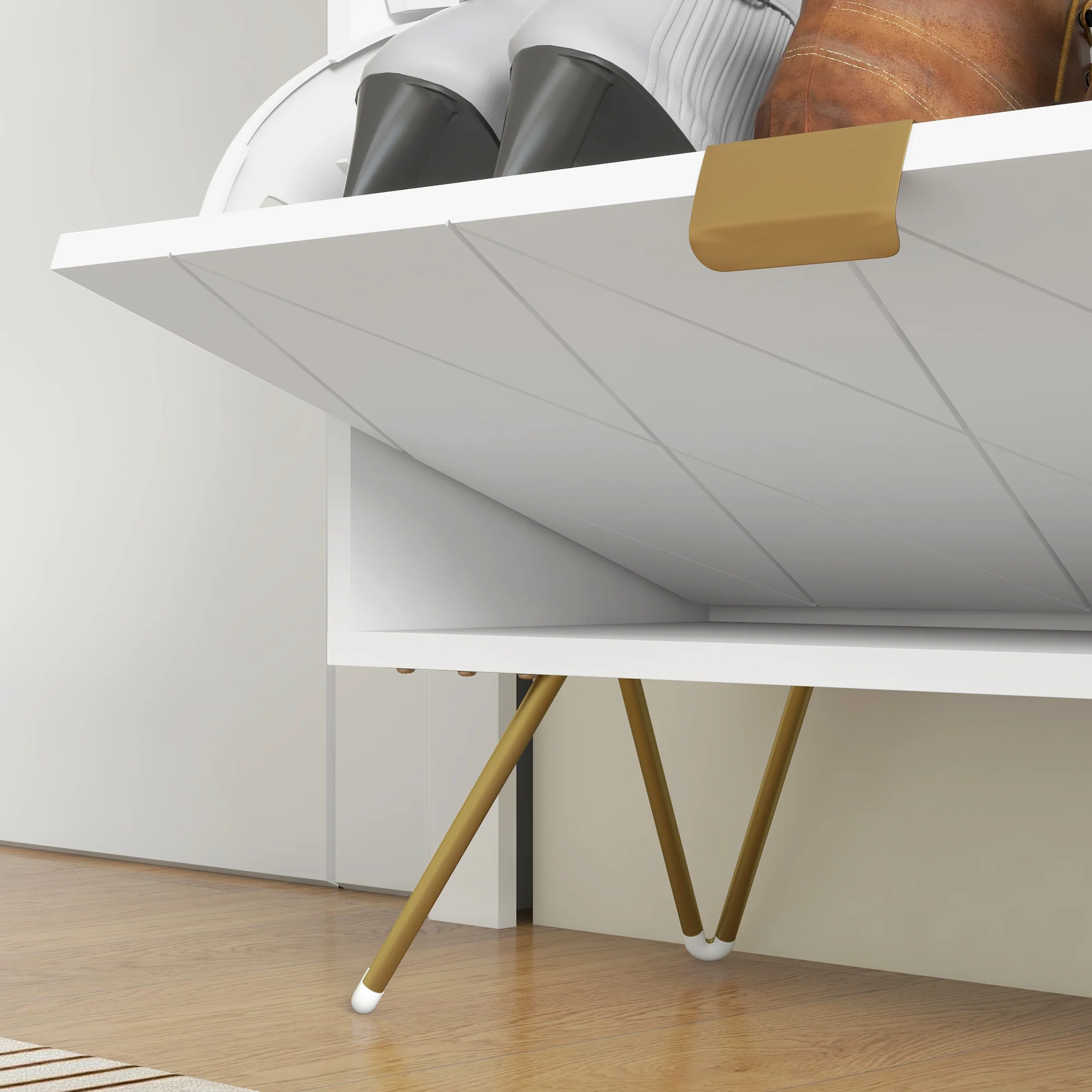 HOMCOM Slim Shoe Storage Cabinet With Flip Drawers For Entryway, Hallway, White - Image 9
