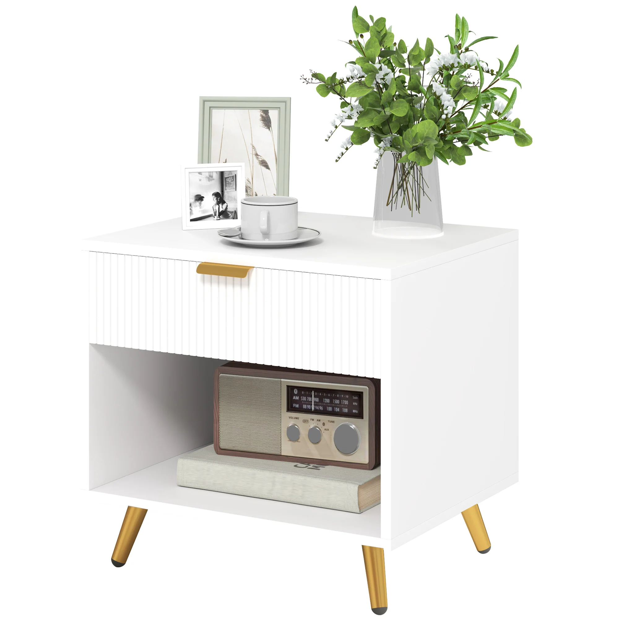 HOMCOM Small Table With Drawer, Open Compartment And Handle - Image 10