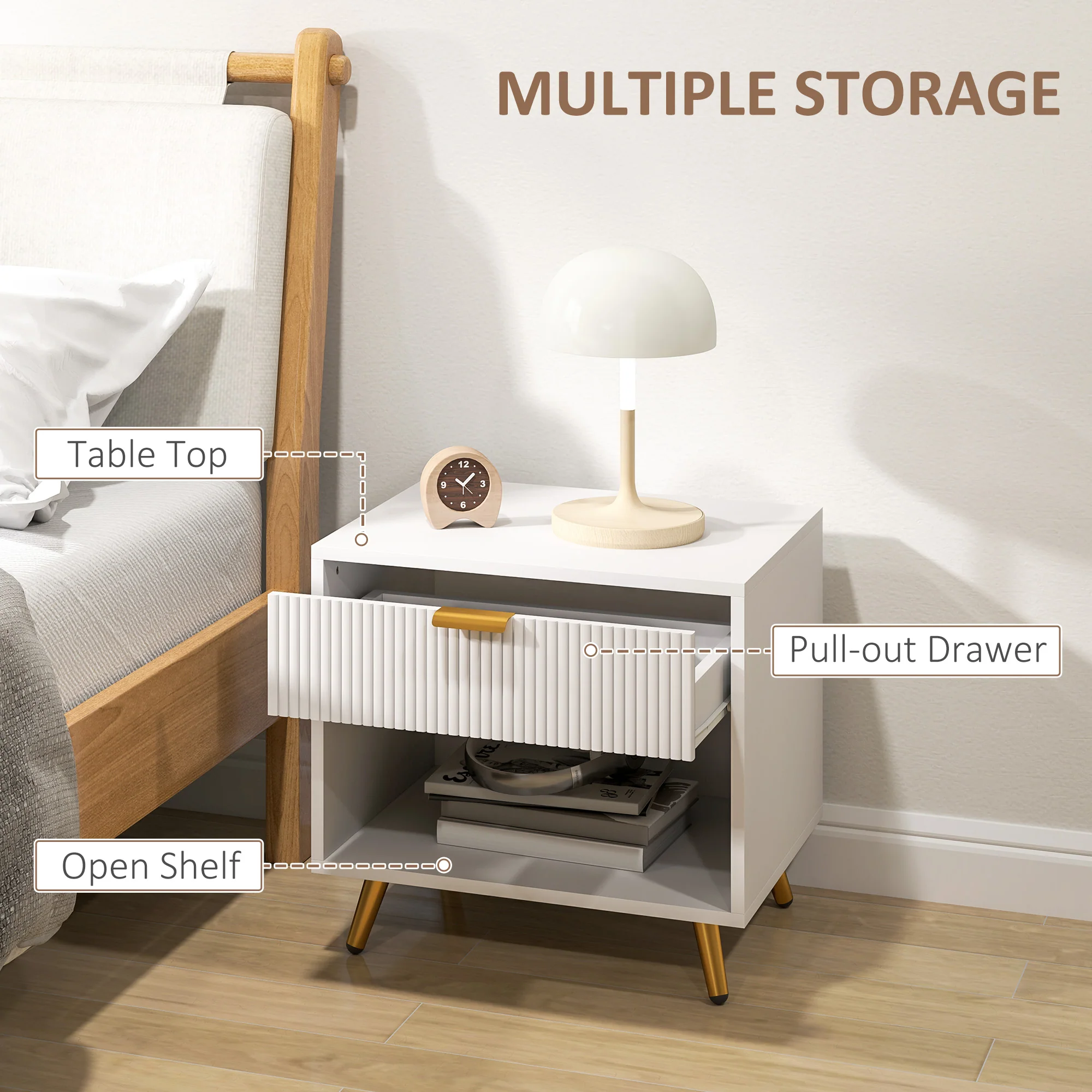 HOMCOM Small Table With Drawer, Open Compartment And Handle - Image 13