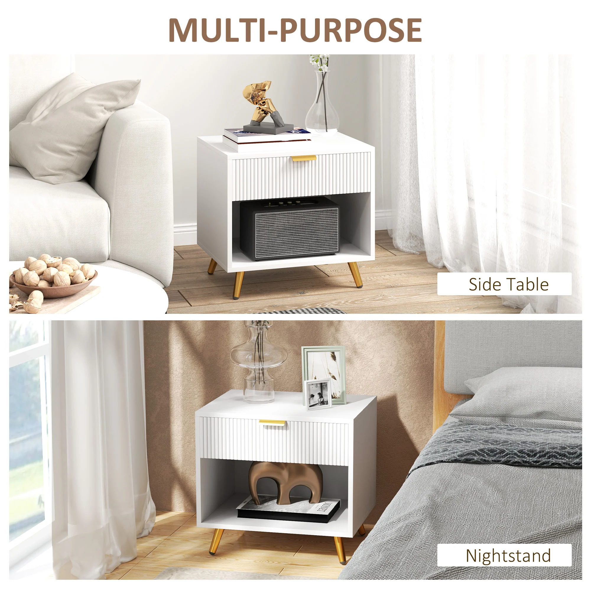 HOMCOM Small Table With Drawer, Open Compartment And Handle - Image 15