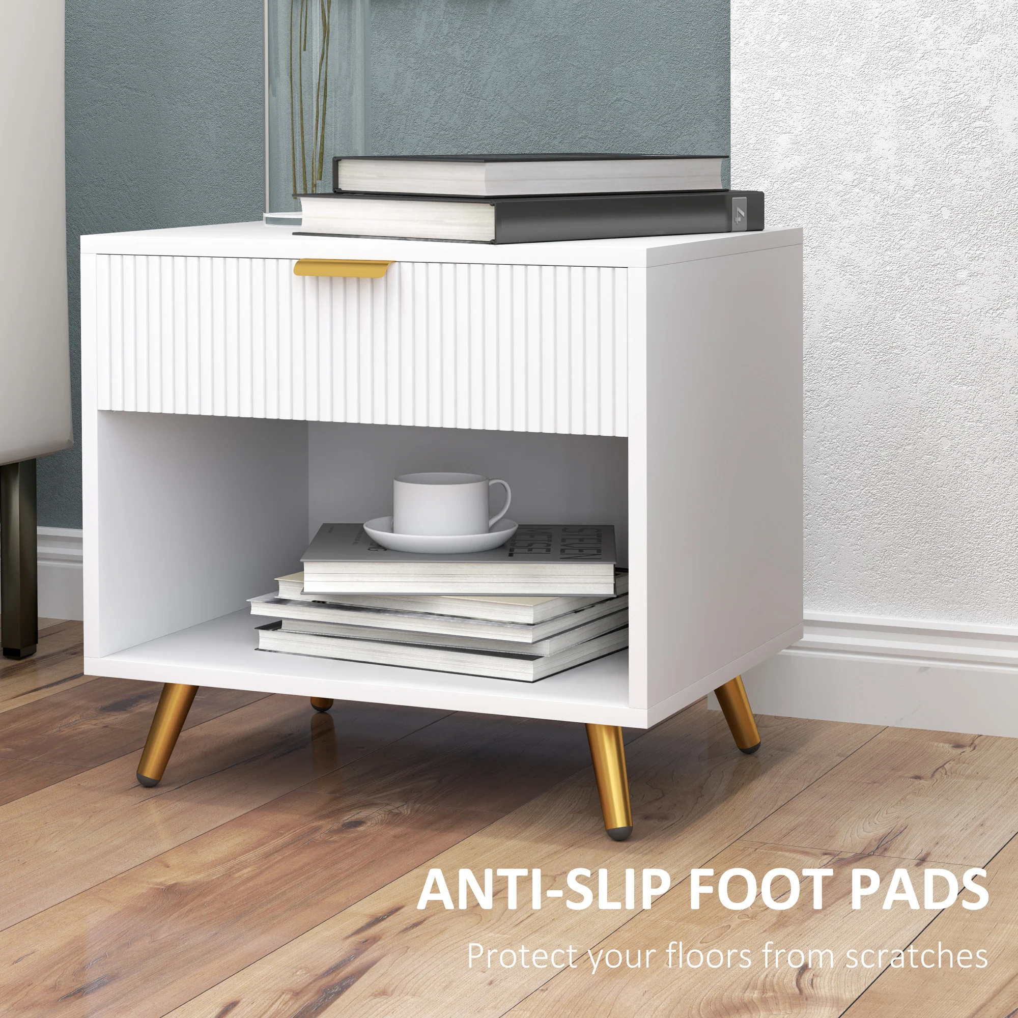 HOMCOM Small Table With Drawer, Open Compartment And Handle - Image 16