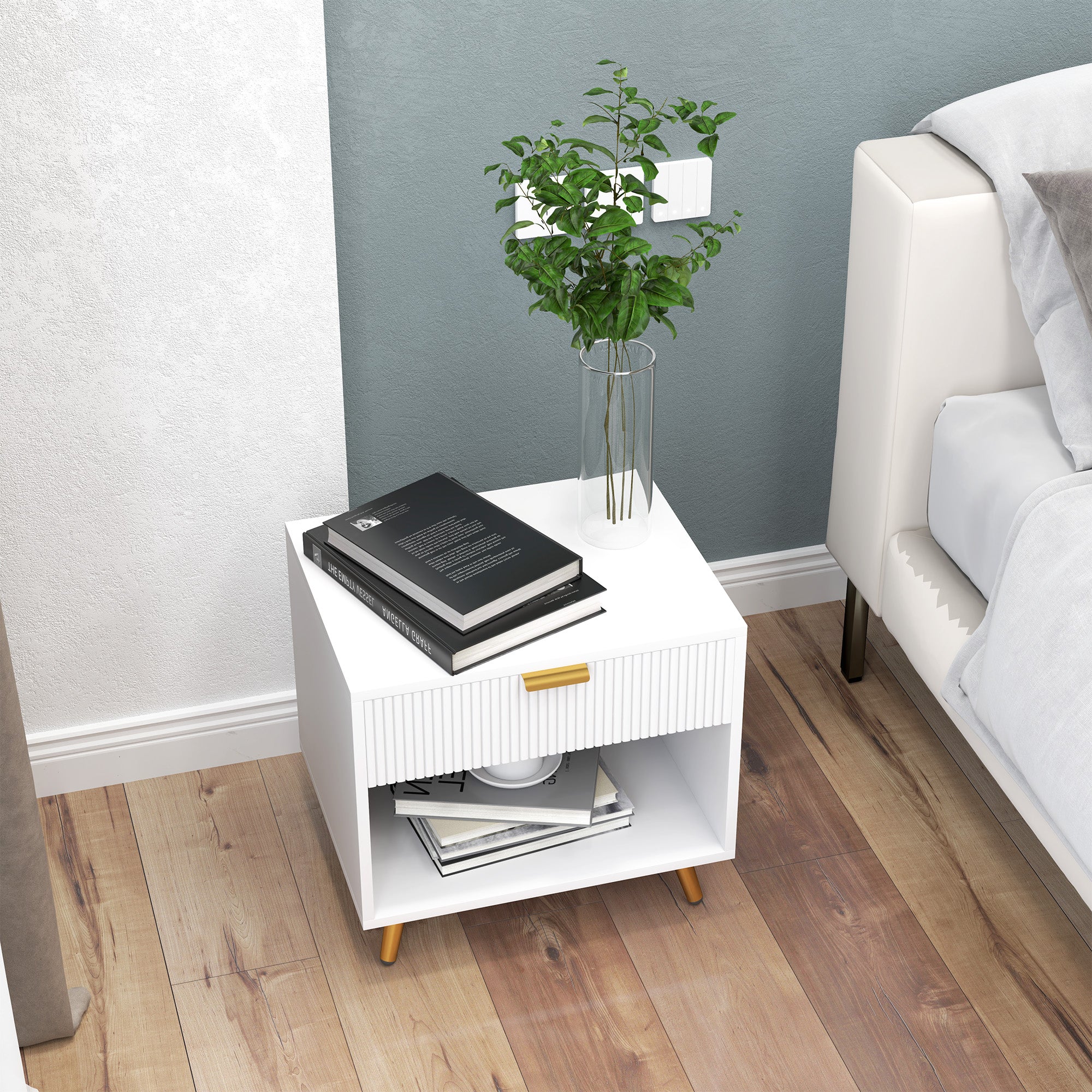HOMCOM Small Table With Drawer, Open Compartment And Handle - Image 17