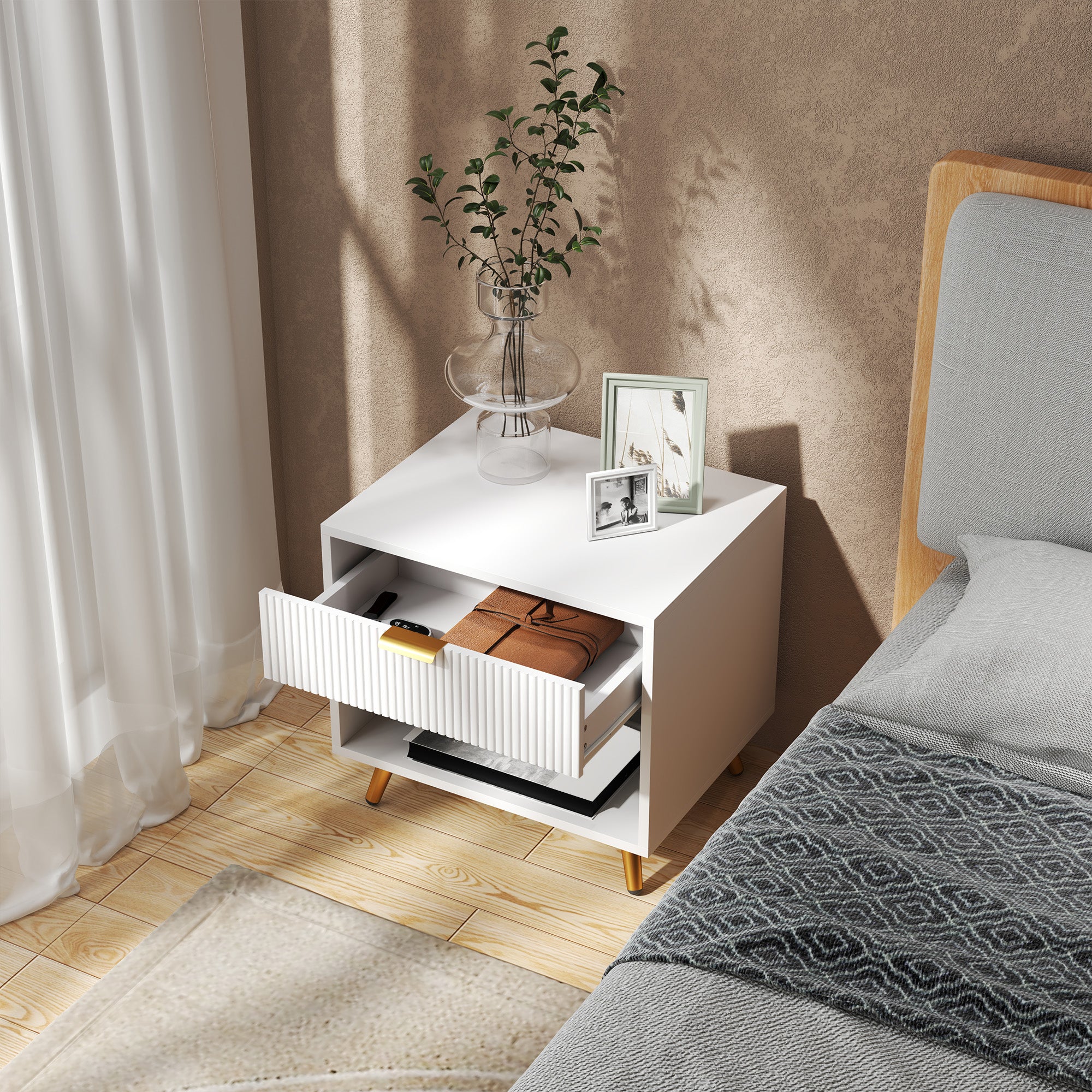 HOMCOM Small Table With Drawer, Open Compartment And Handle - Image 18
