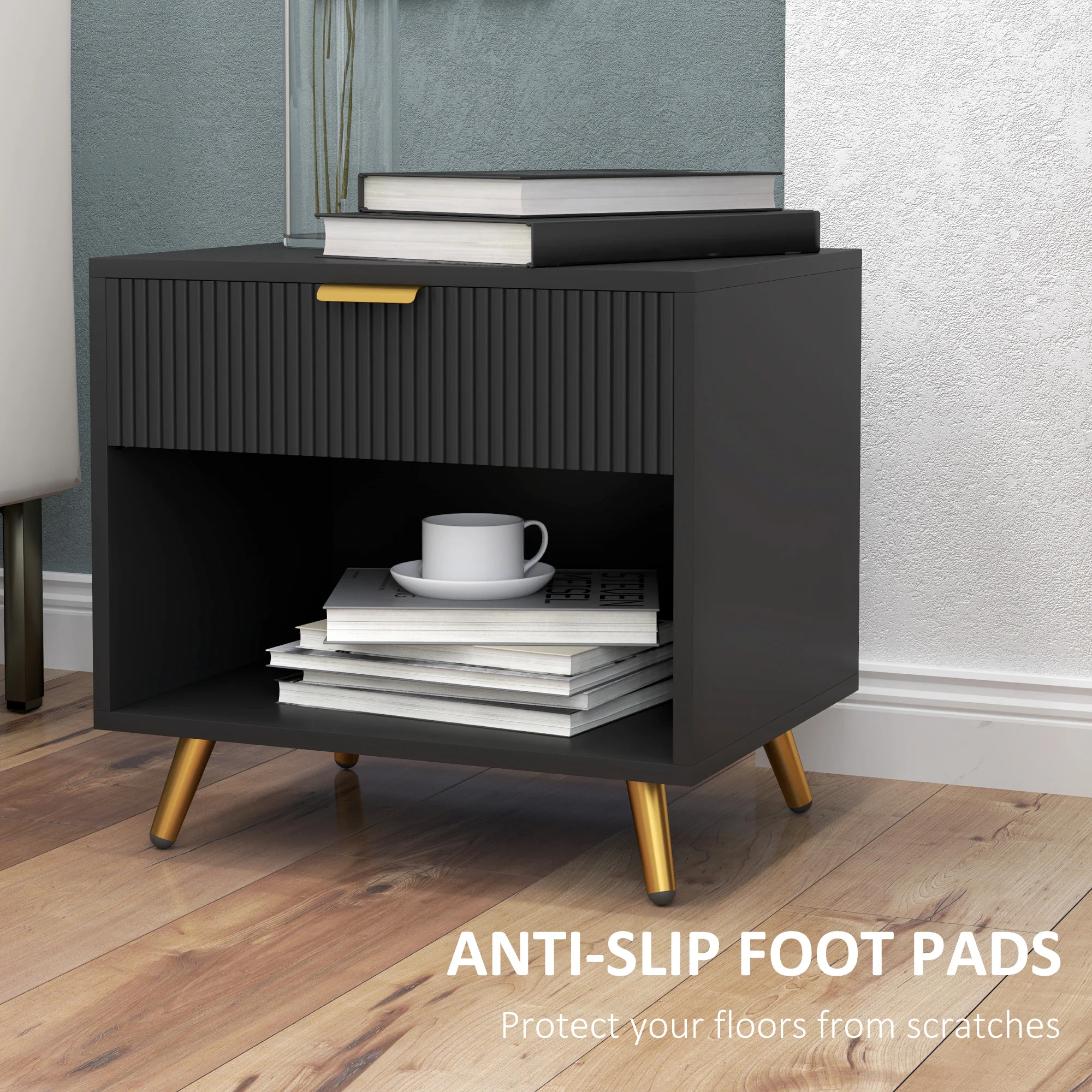 HOMCOM Small Table With Drawer, Open Compartment And Handle - Image 7