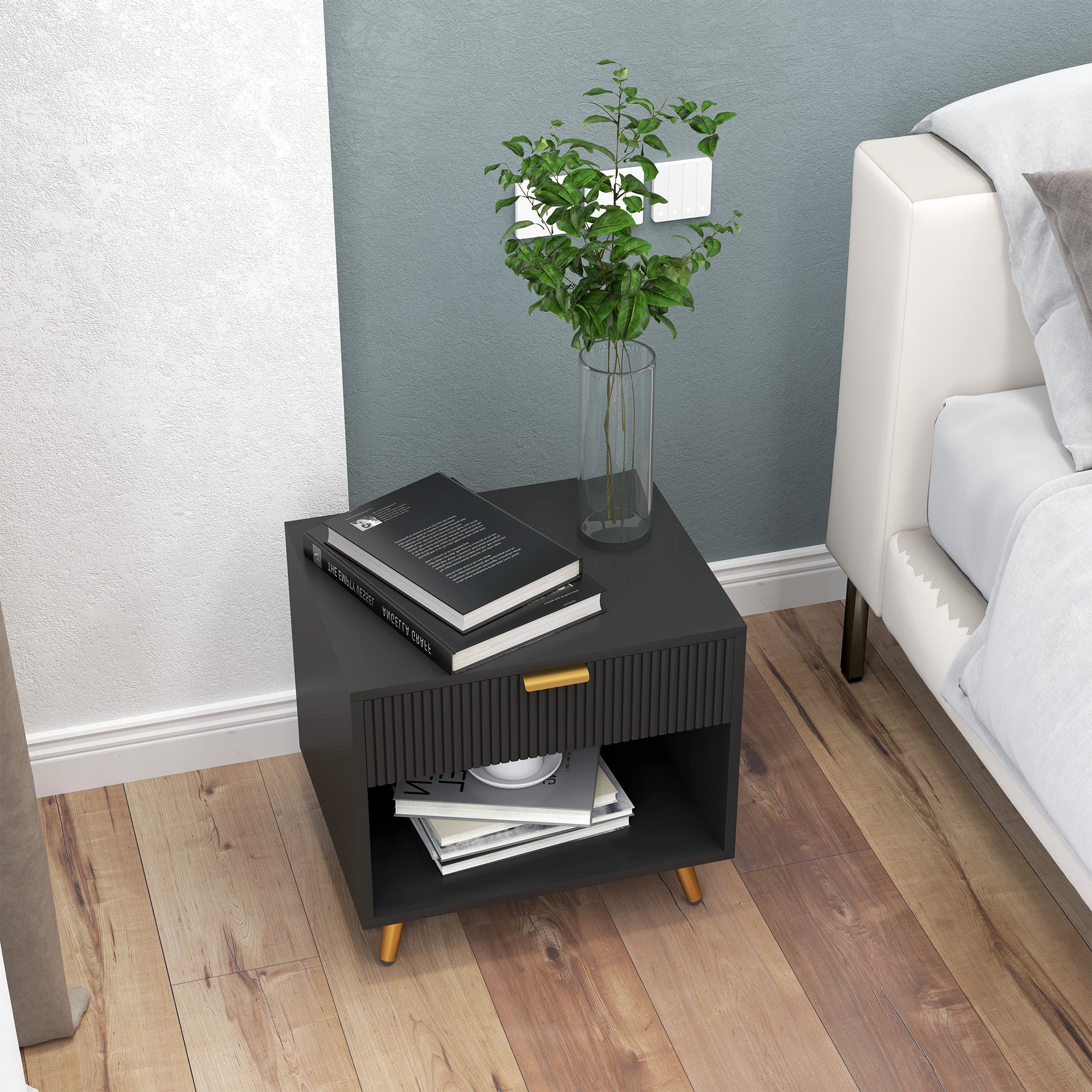 HOMCOM Small Table With Drawer, Open Compartment And Handle - Image 8