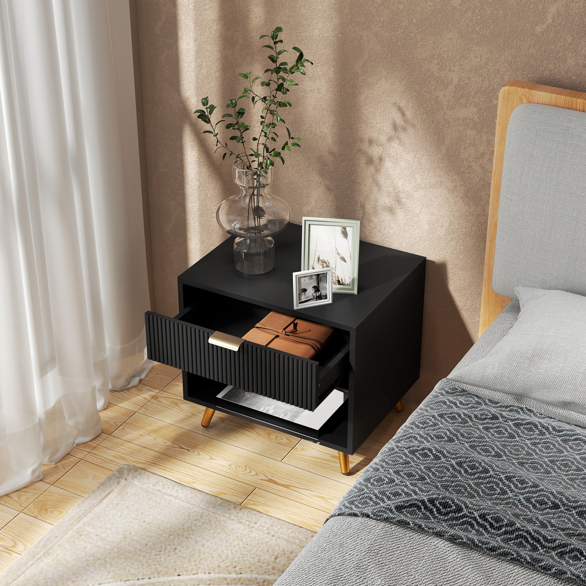 HOMCOM Small Table With Drawer, Open Compartment And Handle - Image 9