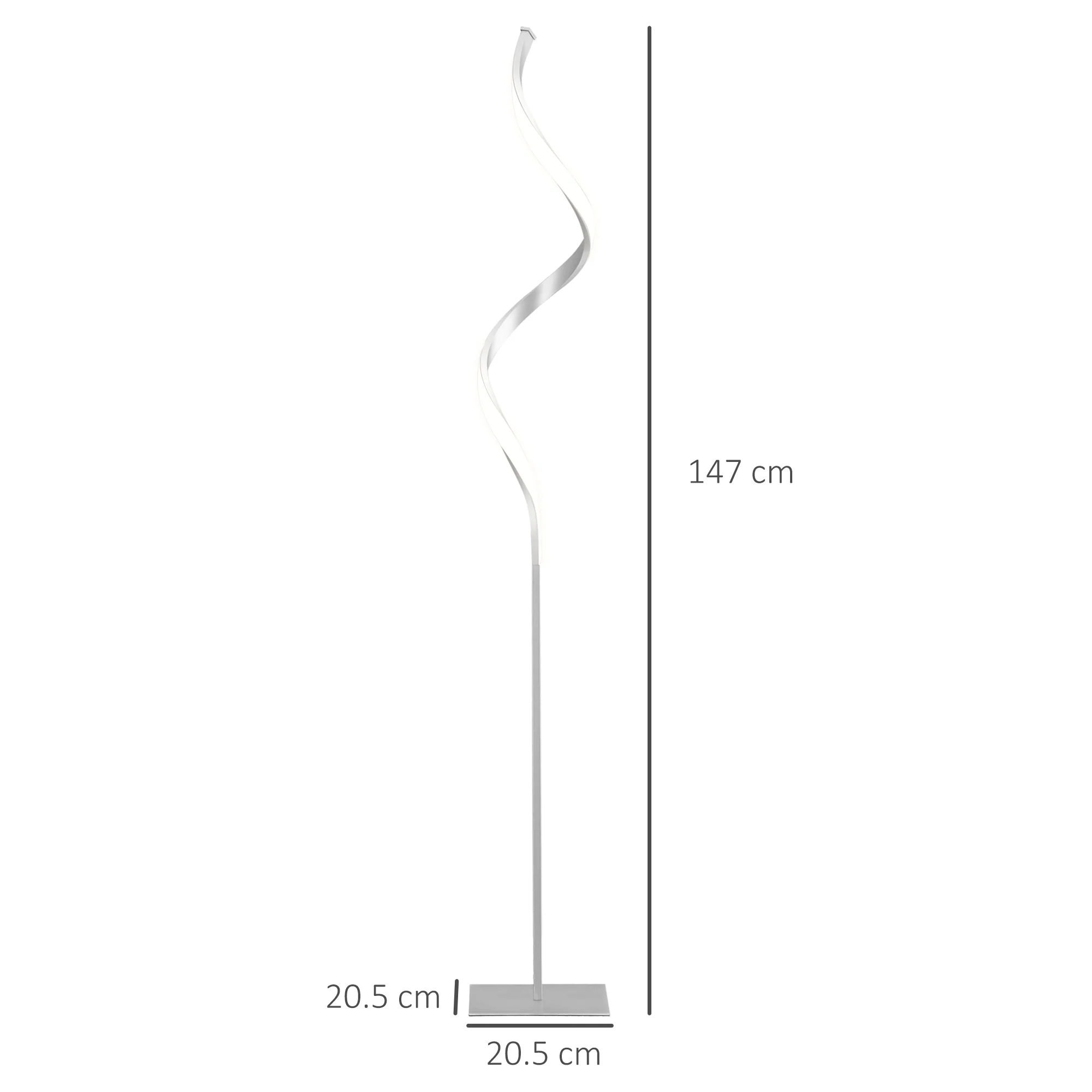 HOMCOM Spiral Floor Lamp for Living Room with 3 Adjustable Brightness, Silver - Image 4