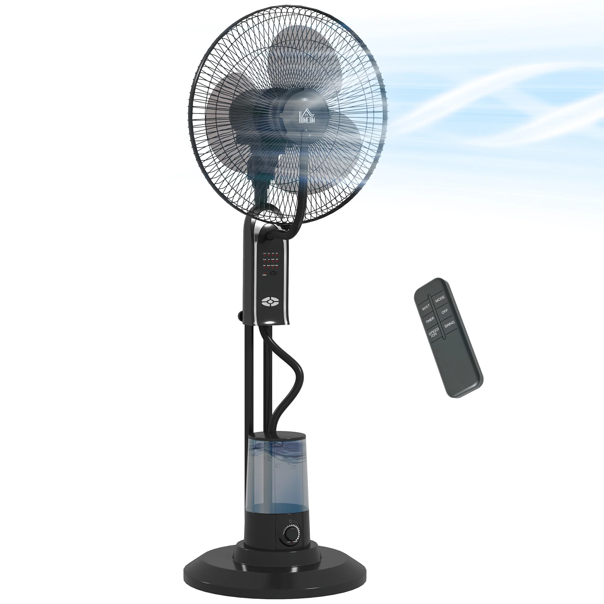 HOMCOM Spray Misting Fan, Pedestal Fan W/ Oscillation, Tilt, 120 Cm