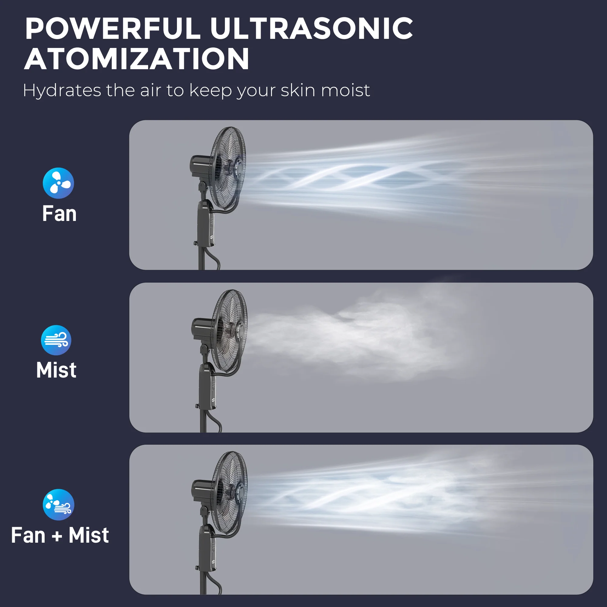 HOMCOM Spray Misting Fan, Pedestal Fan W/ Oscillation, Tilt, 120 Cm - Image 3