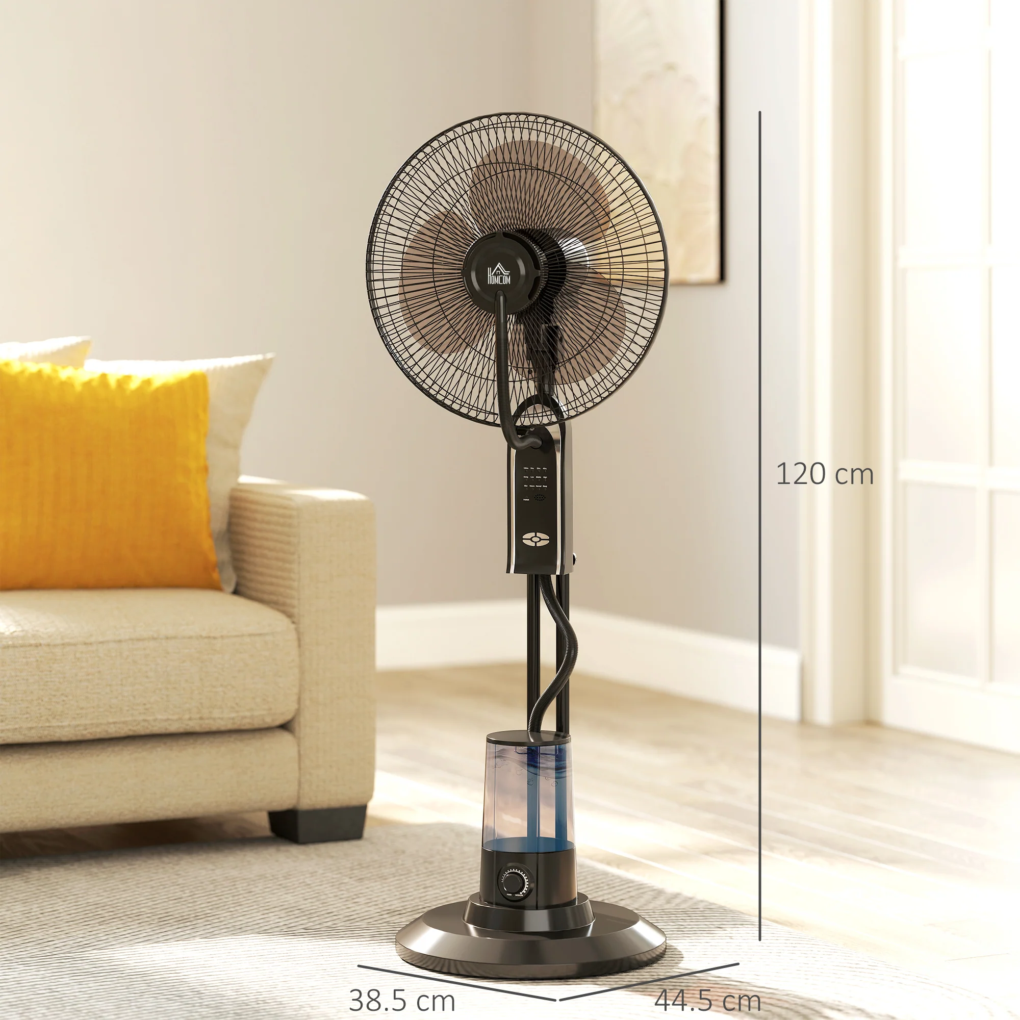 HOMCOM Spray Misting Fan, Pedestal Fan W/ Oscillation, Tilt, 120 Cm - Image 5