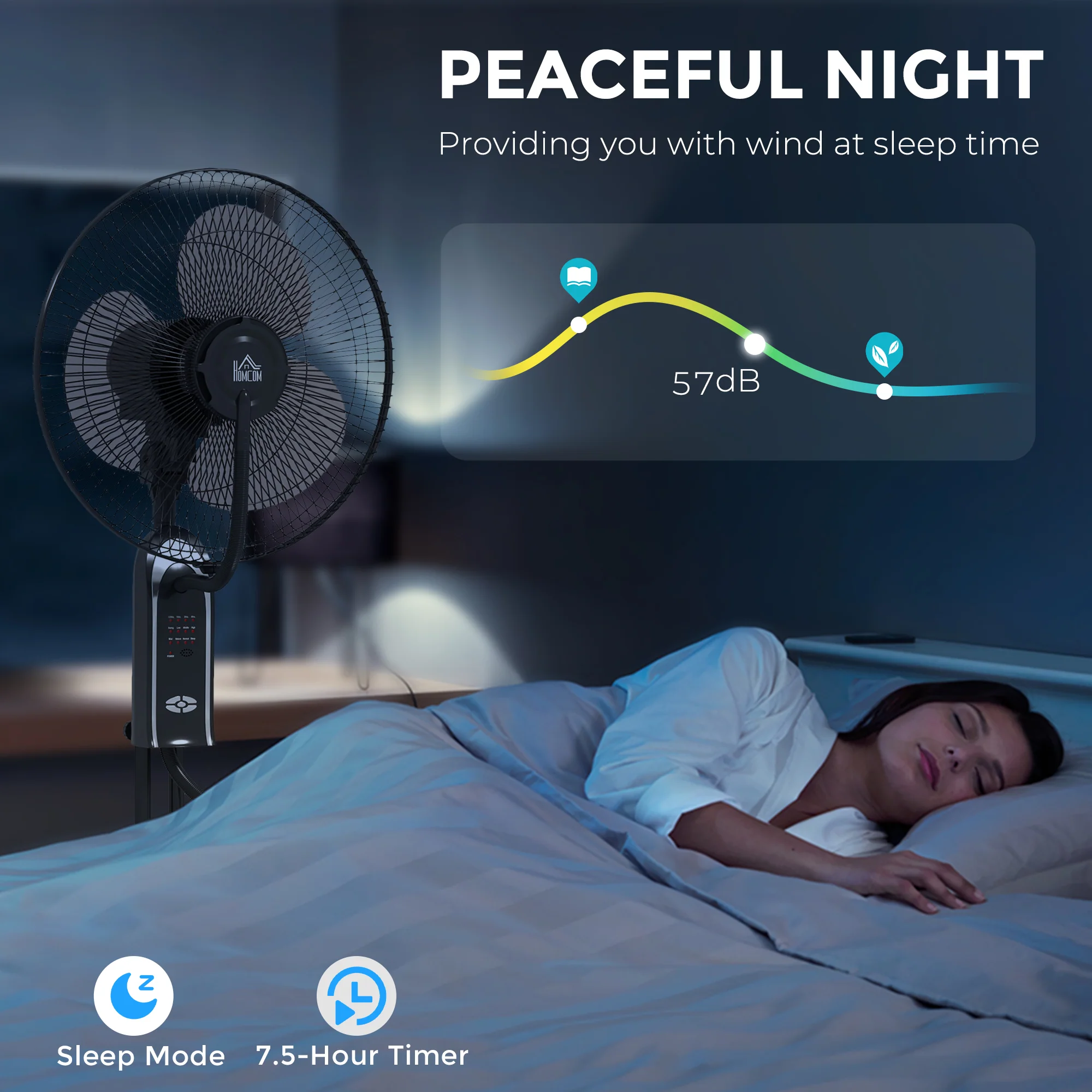 HOMCOM Spray Misting Fan, Pedestal Fan W/ Oscillation, Tilt, 120 Cm - Image 7