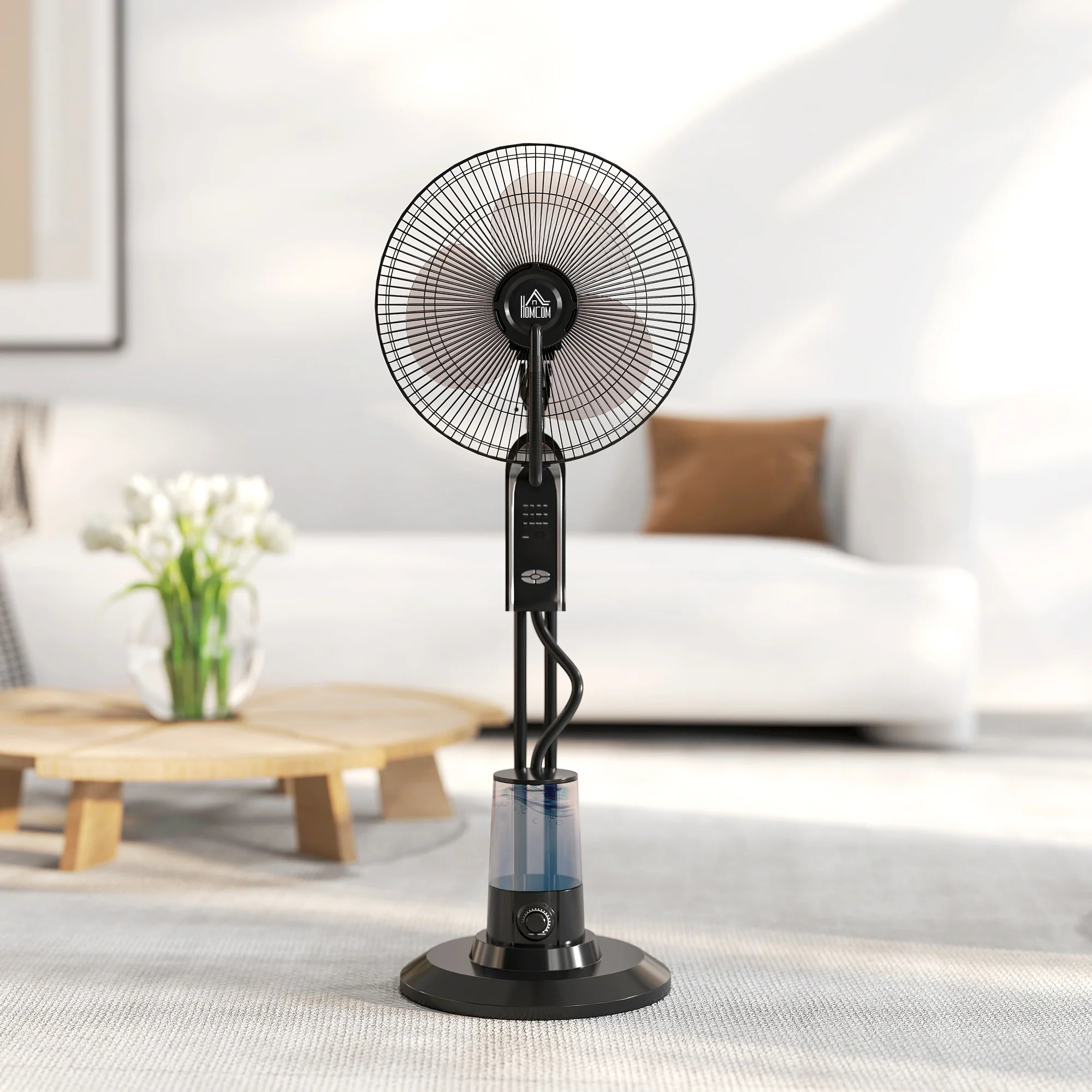 HOMCOM Spray Misting Fan, Pedestal Fan W/ Oscillation, Tilt, 120 Cm - Image 9