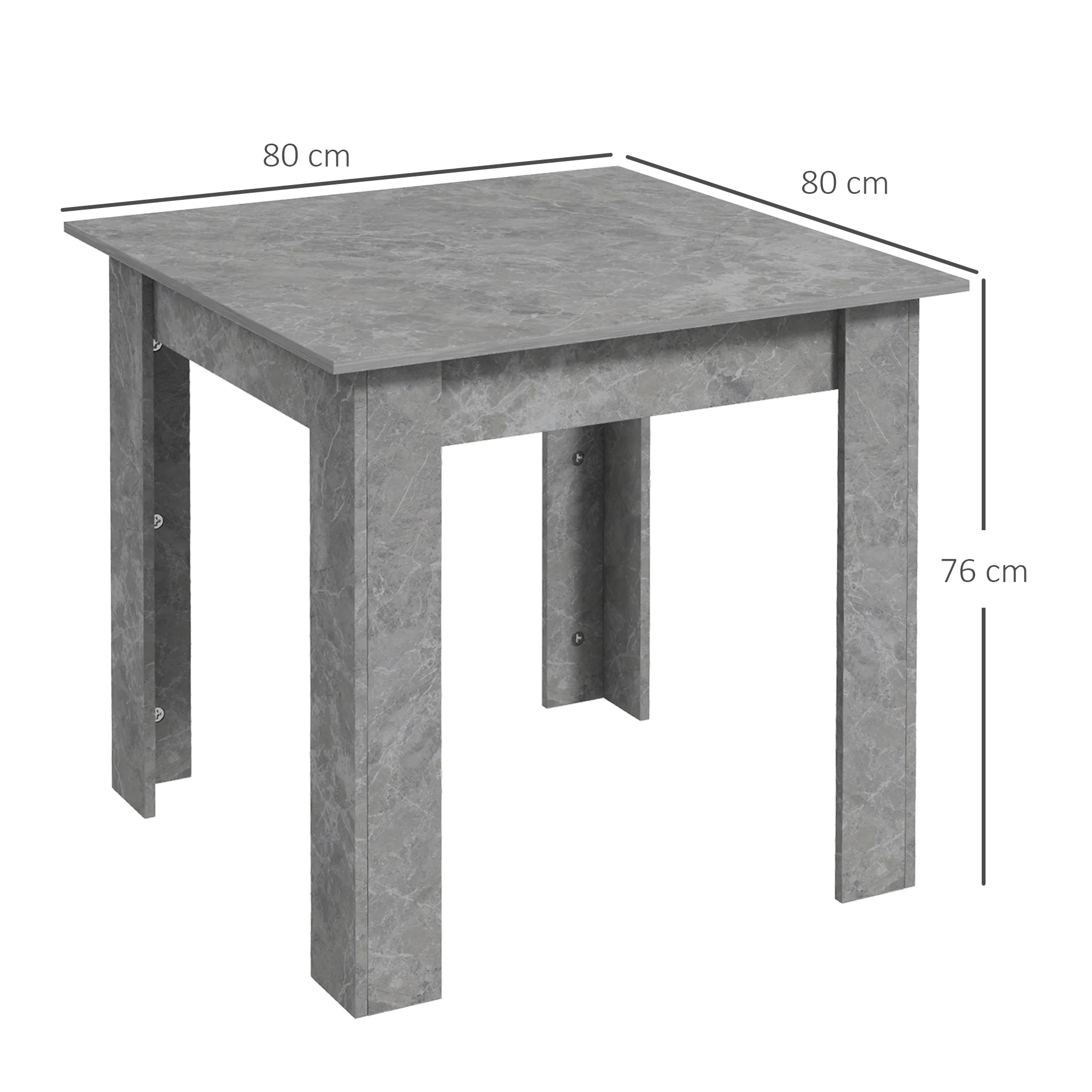 HOMCOM Square Dining Table with Faux Cement Effect for Living Room, Dining Room - Image 5
