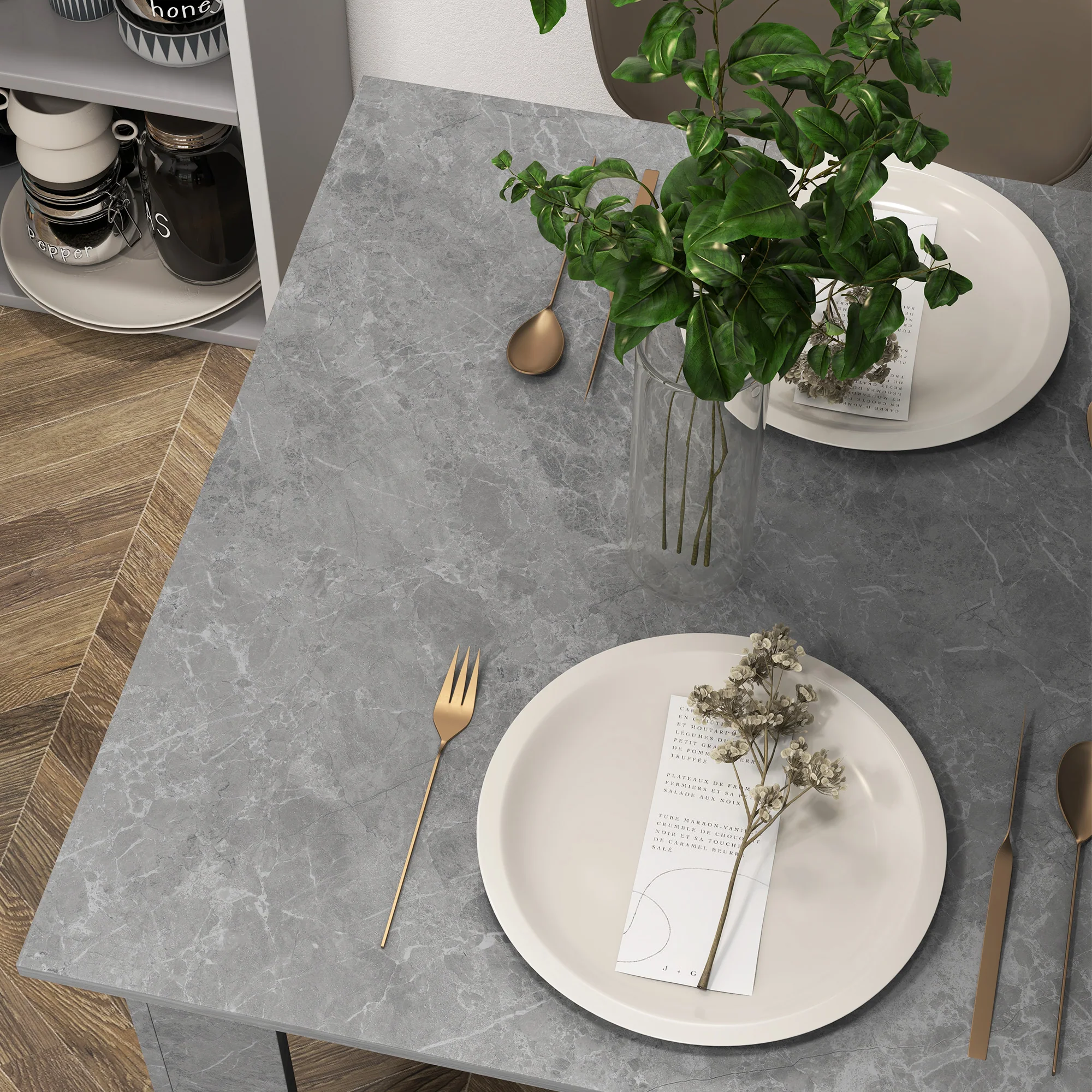 HOMCOM Square Dining Table with Faux Cement Effect for Living Room, Dining Room - Image 9