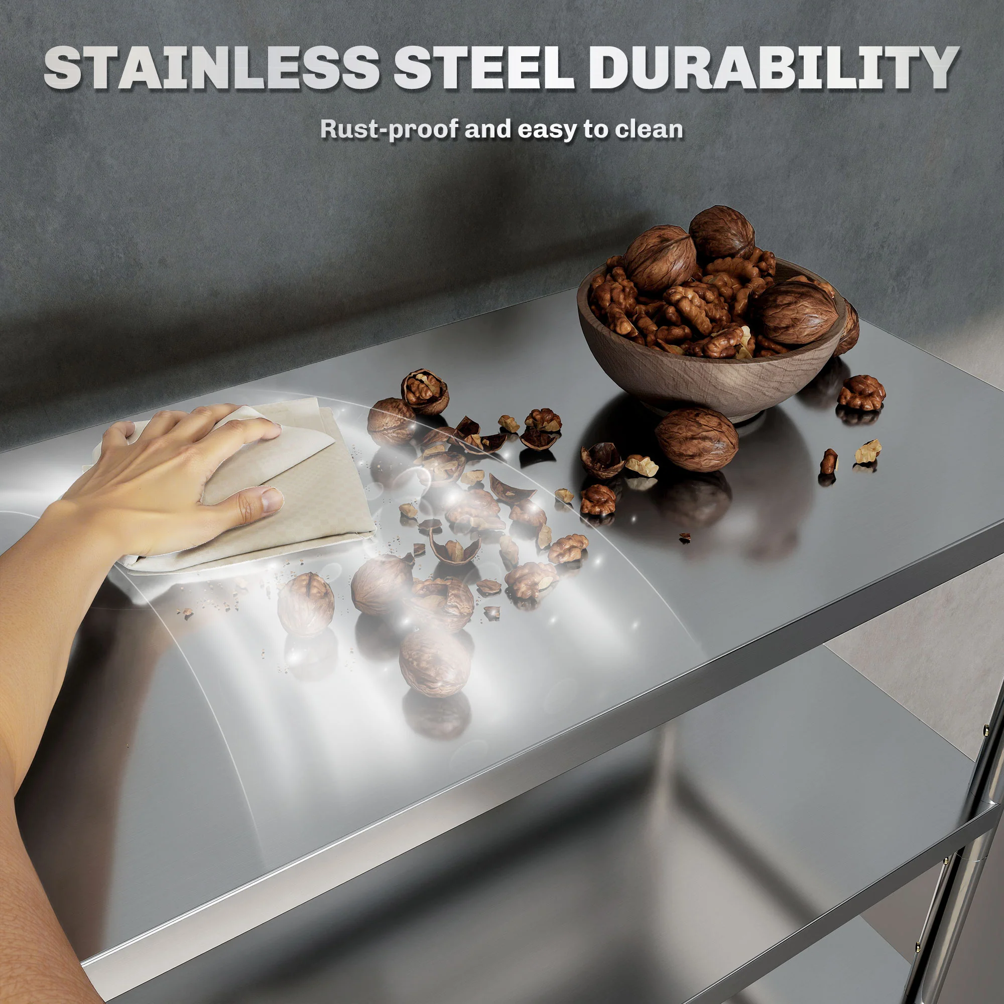 HOMCOM Stainless Steel Bakers Rack, Microwave Stand for Small Spaces - Image 12
