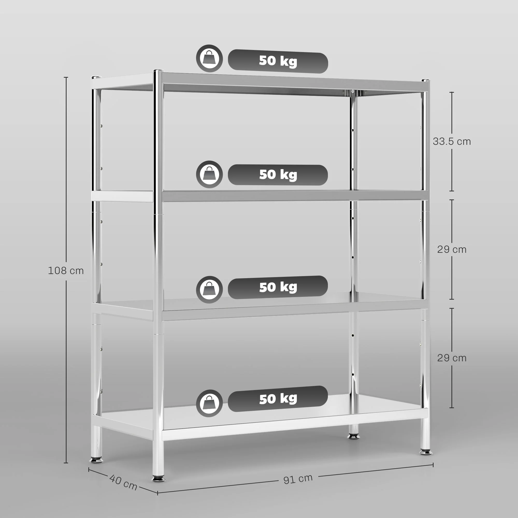 HOMCOM Stainless Steel Bakers Rack, Microwave Stand for Small Spaces - Image 14