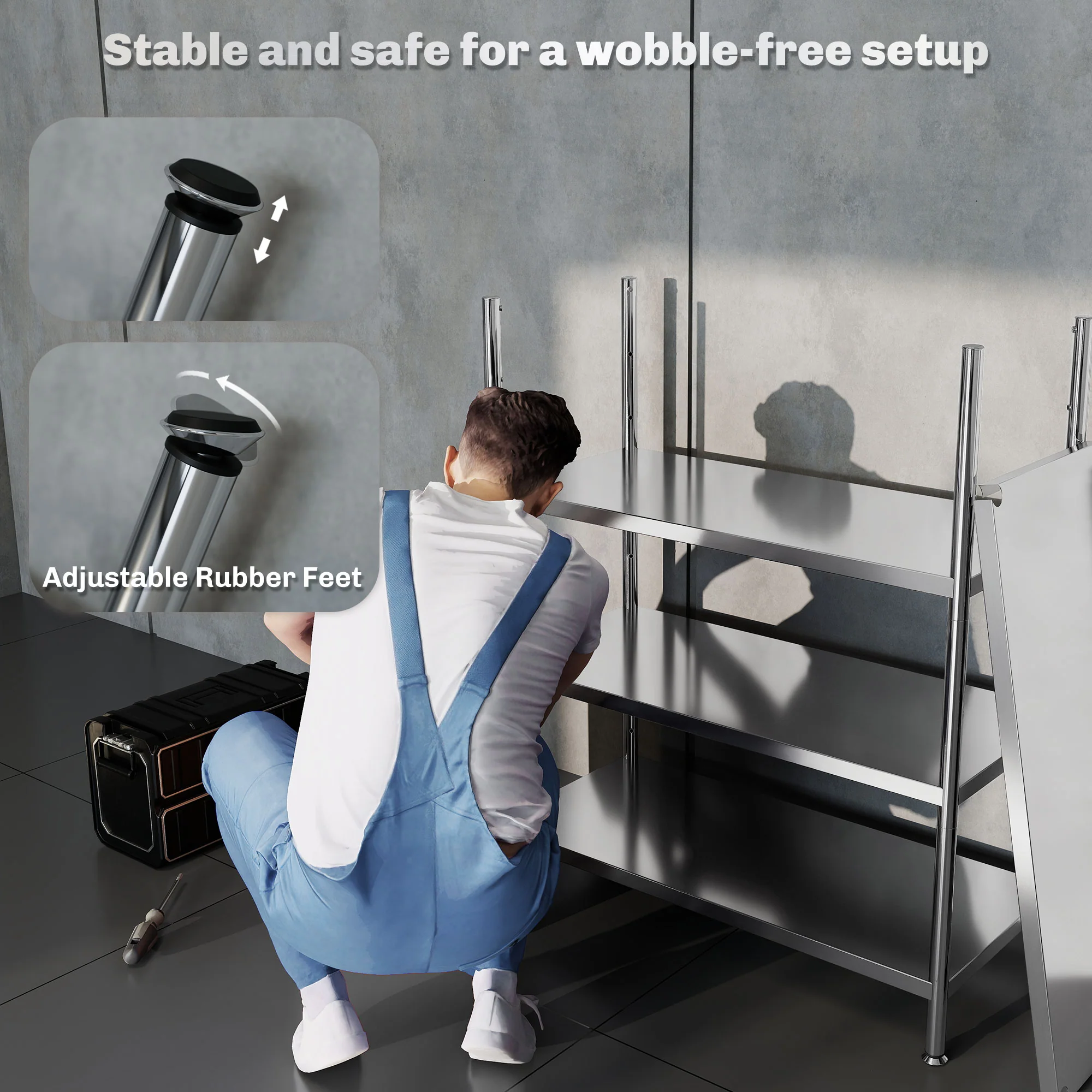 HOMCOM Stainless Steel Bakers Rack, Microwave Stand for Small Spaces - Image 16
