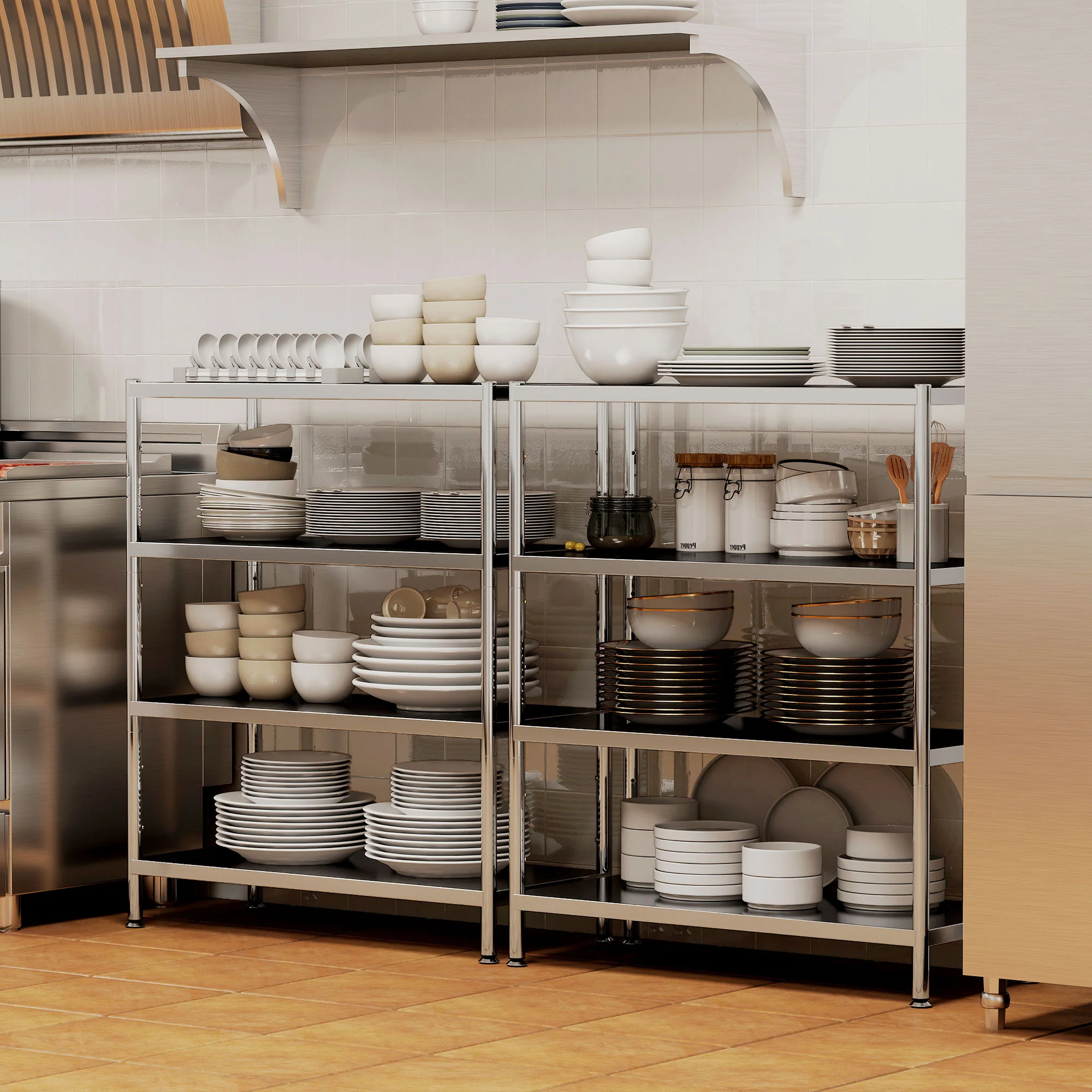 HOMCOM Stainless Steel Bakers Rack, Microwave Stand for Small Spaces - Image 18