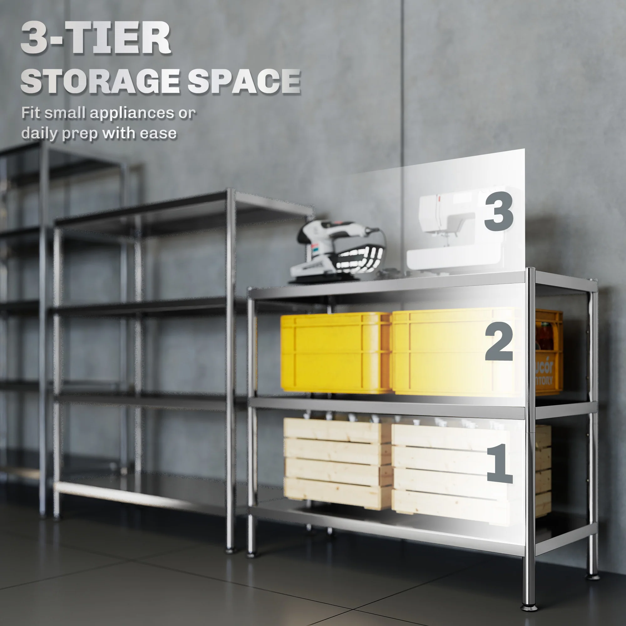 HOMCOM Stainless Steel Bakers Rack, Microwave Stand for Small Spaces - Image 4