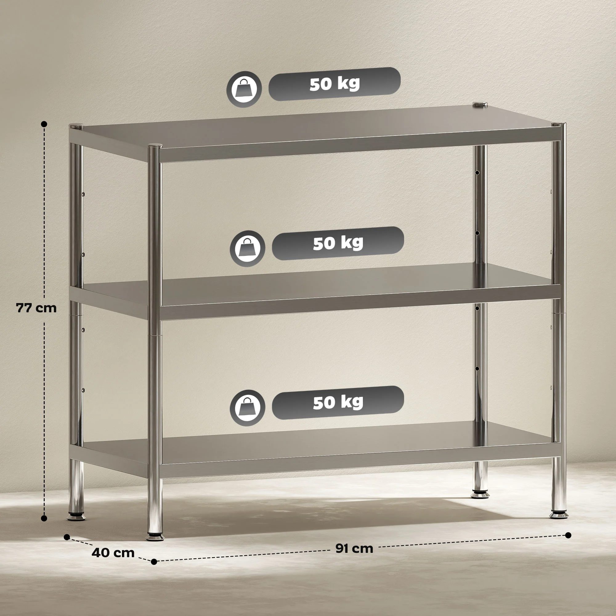 HOMCOM Stainless Steel Bakers Rack, Microwave Stand for Small Spaces - Image 5