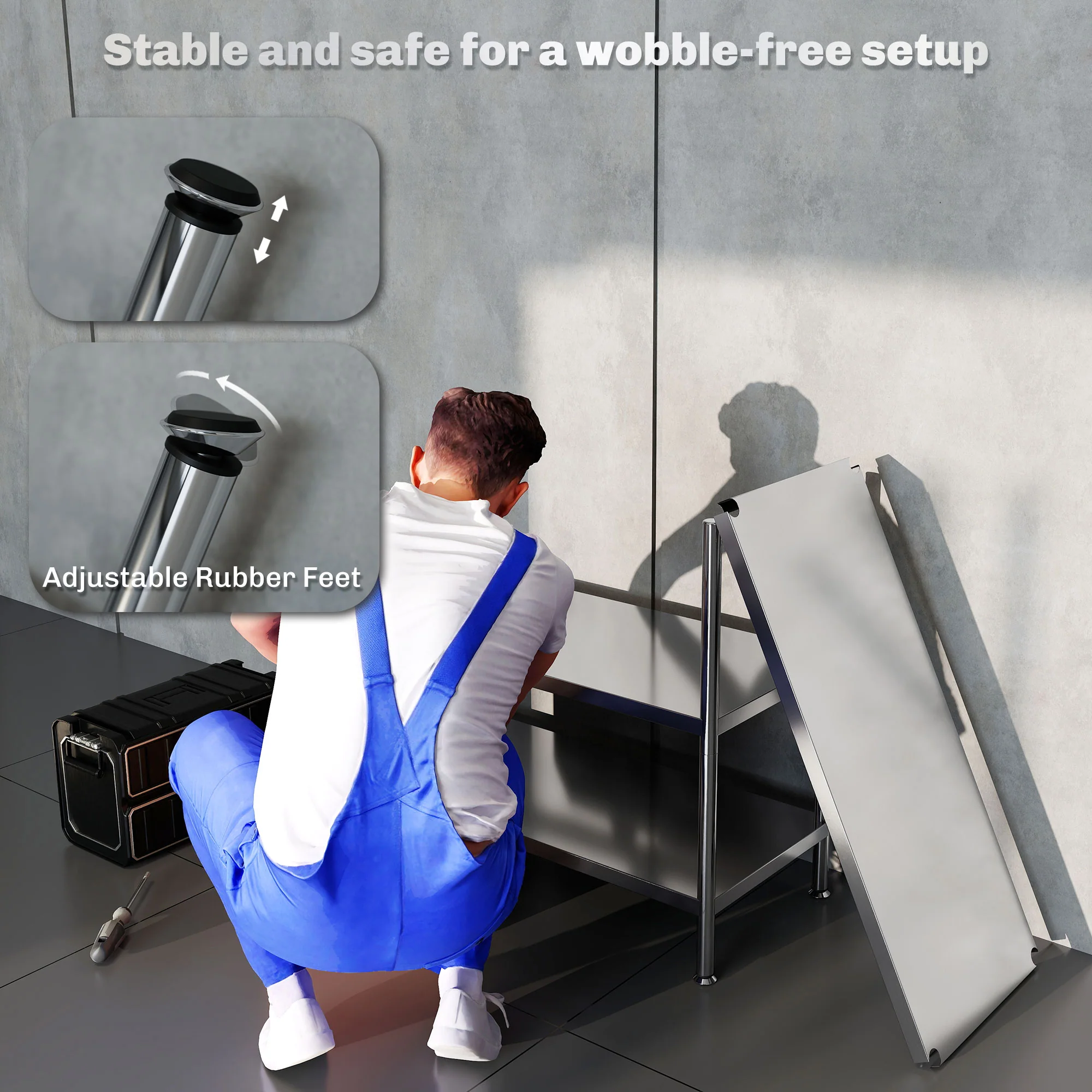 HOMCOM Stainless Steel Bakers Rack, Microwave Stand for Small Spaces - Image 7