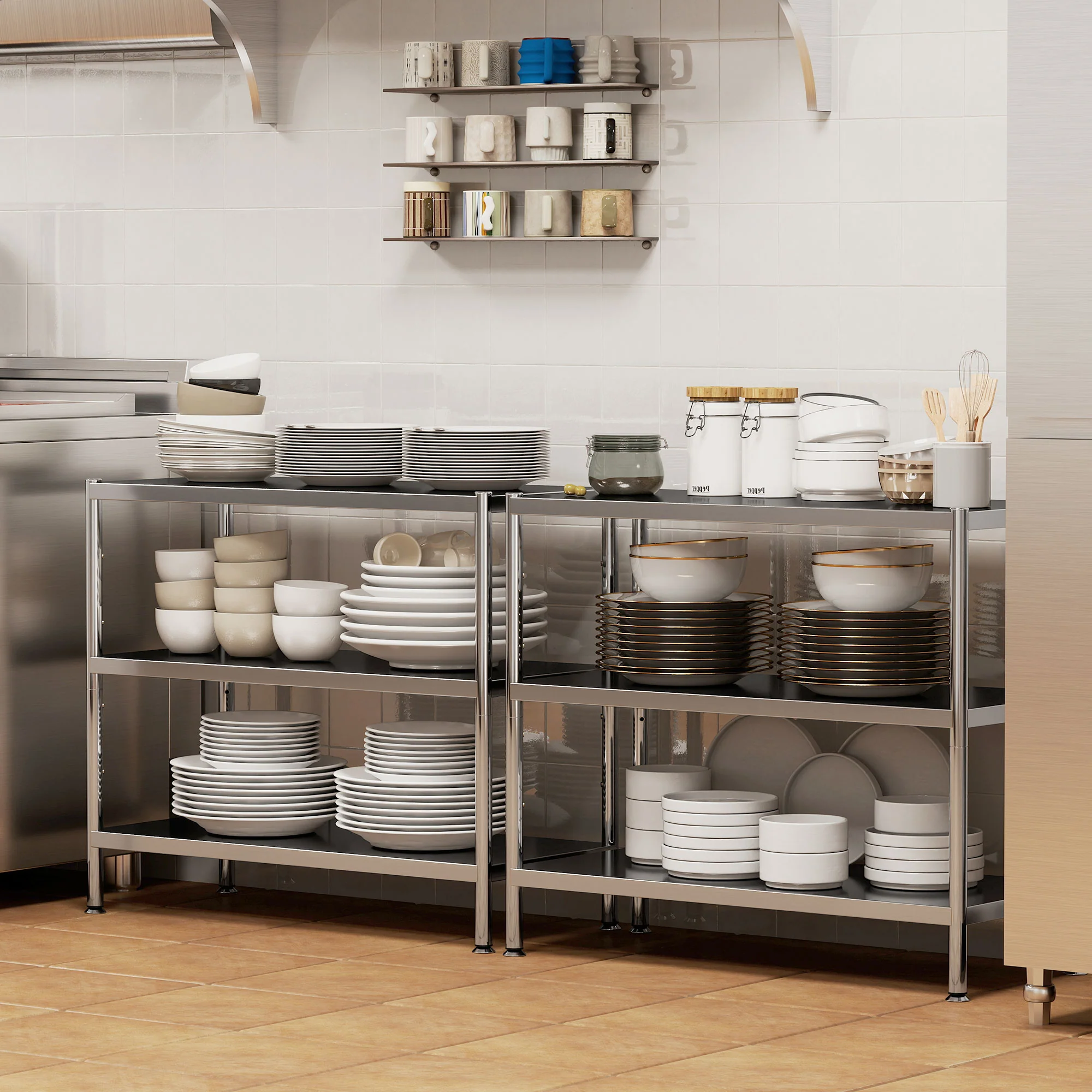 HOMCOM Stainless Steel Bakers Rack, Microwave Stand for Small Spaces - Image 9