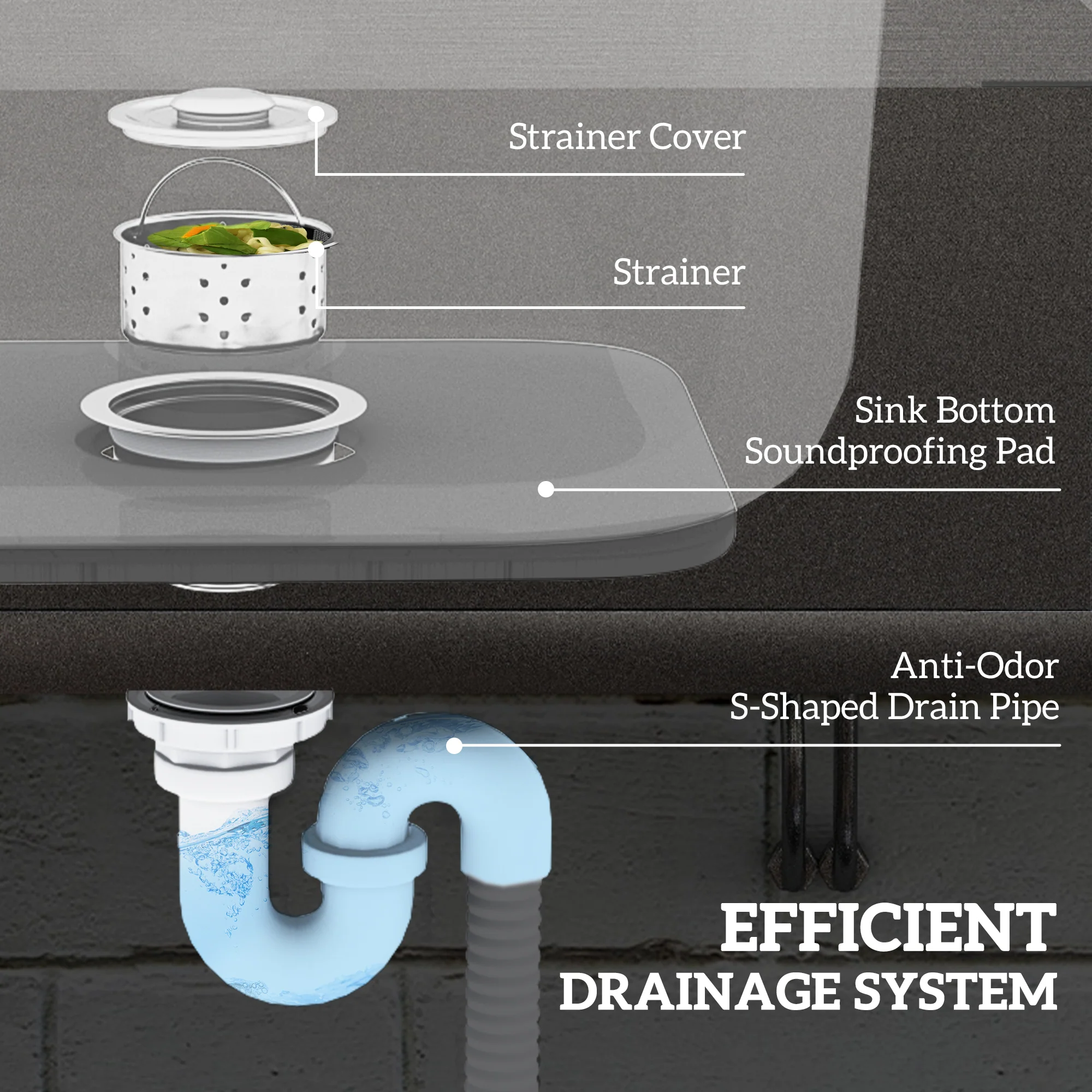 HOMCOM Stainless Steel Utility Sink with Cold and Hot Water Pipe Silver Tone - Image 7