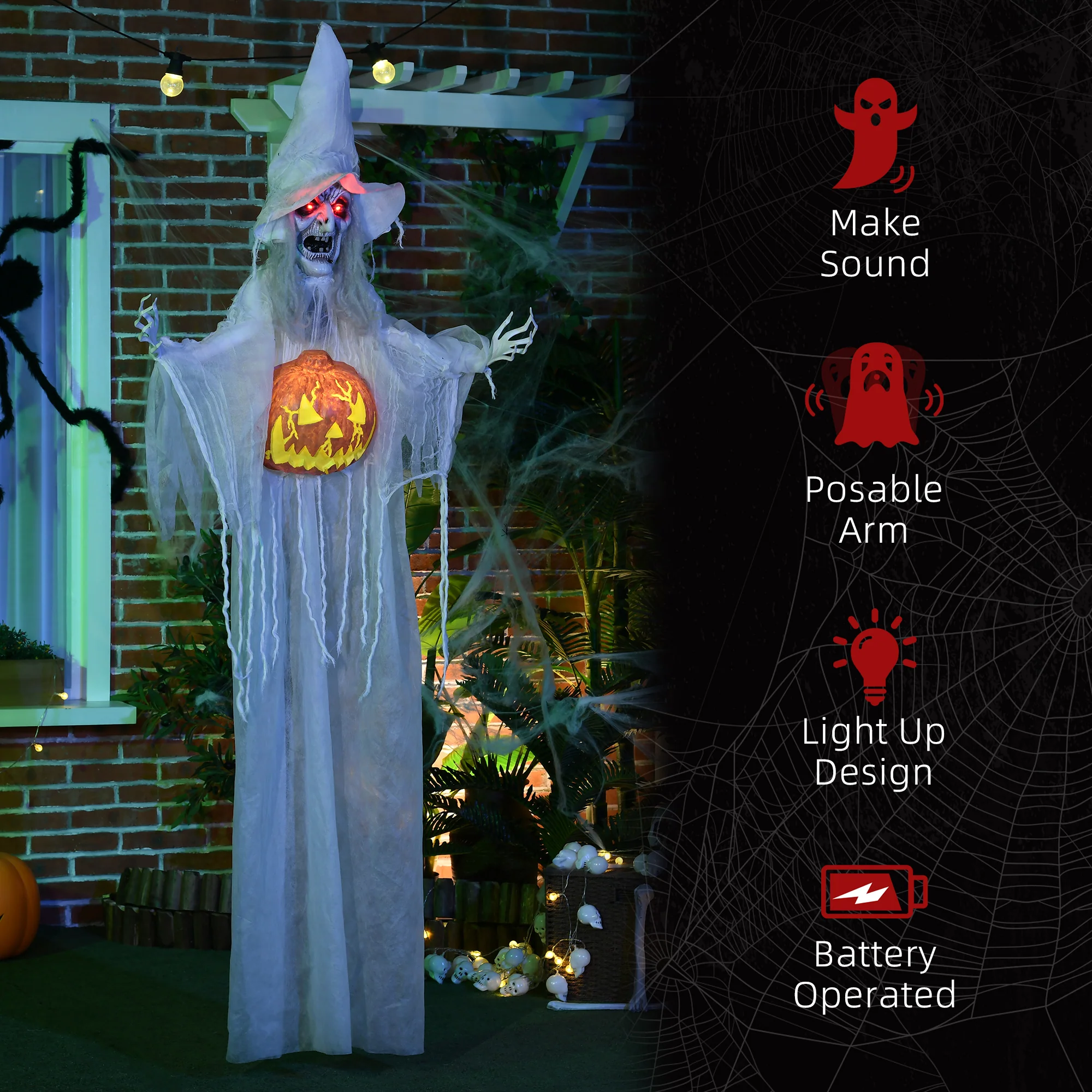 HOMCOM Standing Witch Prop Life Size with Sound and Motion Activated - Image 7