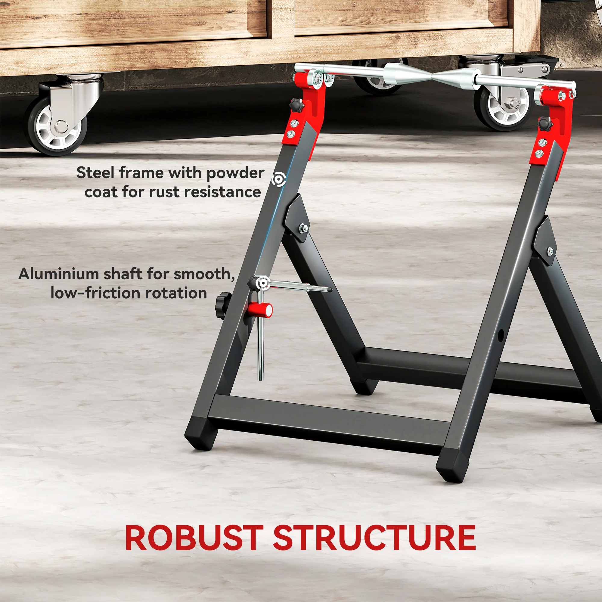 HOMCOM Steel Motorcycle Wheel Balancer Truing Stand with Spoke Wrench, Black - Image 6