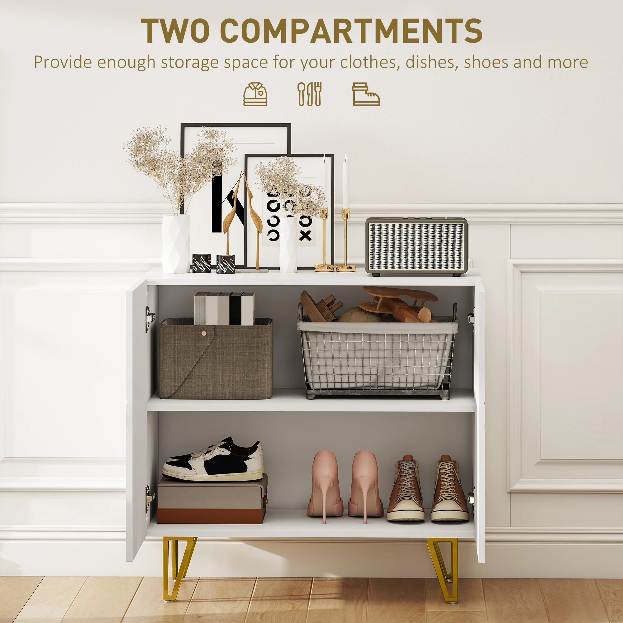 HOMCOM Storage Cabinet, Sideboard With Adjustable Shelf - Image 13
