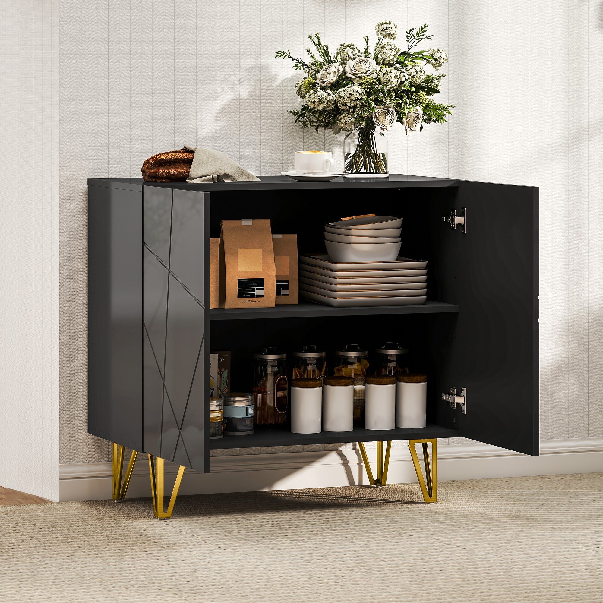 HOMCOM Storage Cabinet, Sideboard With Adjustable Shelf - Image 8
