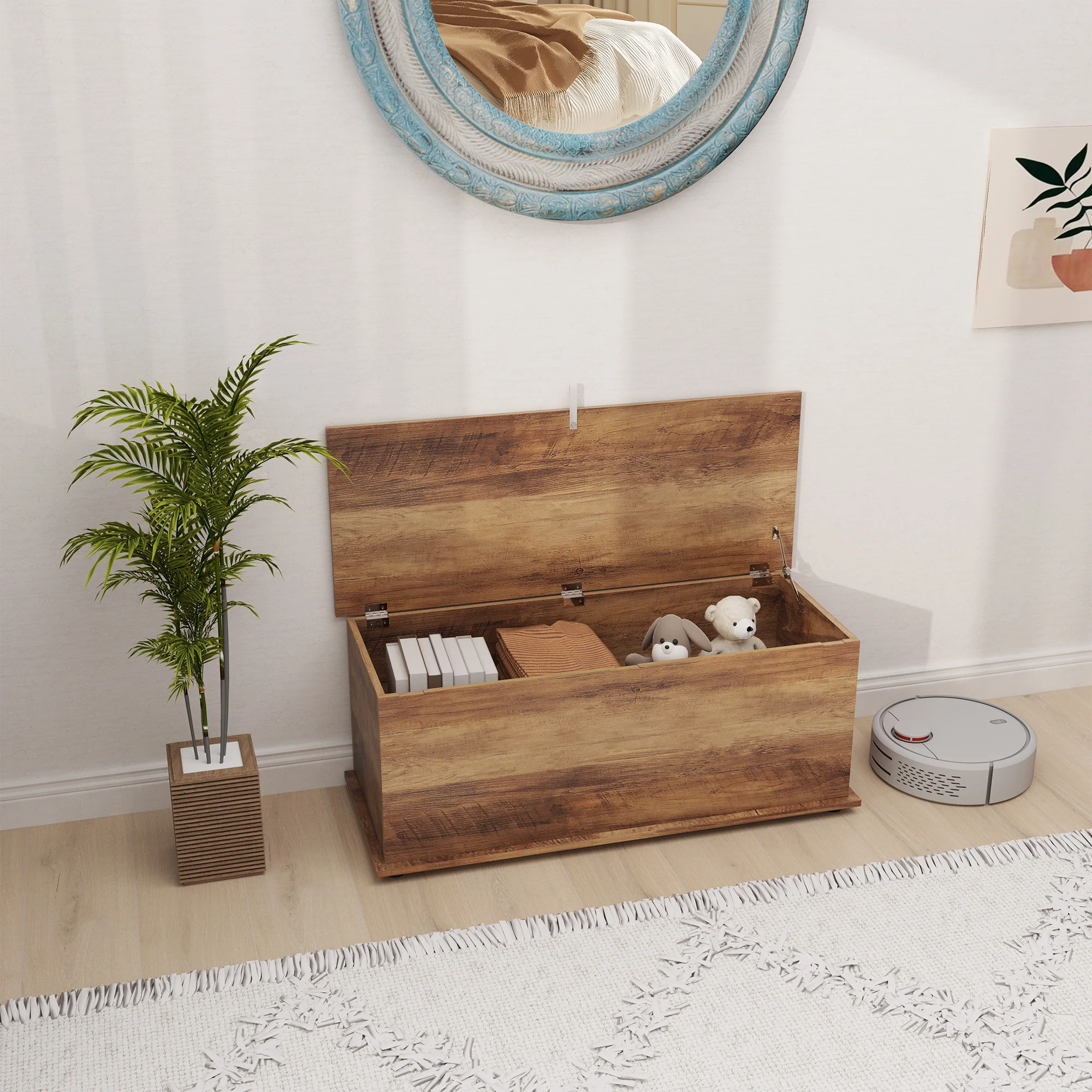 HOMCOM Storage Chest With Lid, 113L Storage Box - Image 11