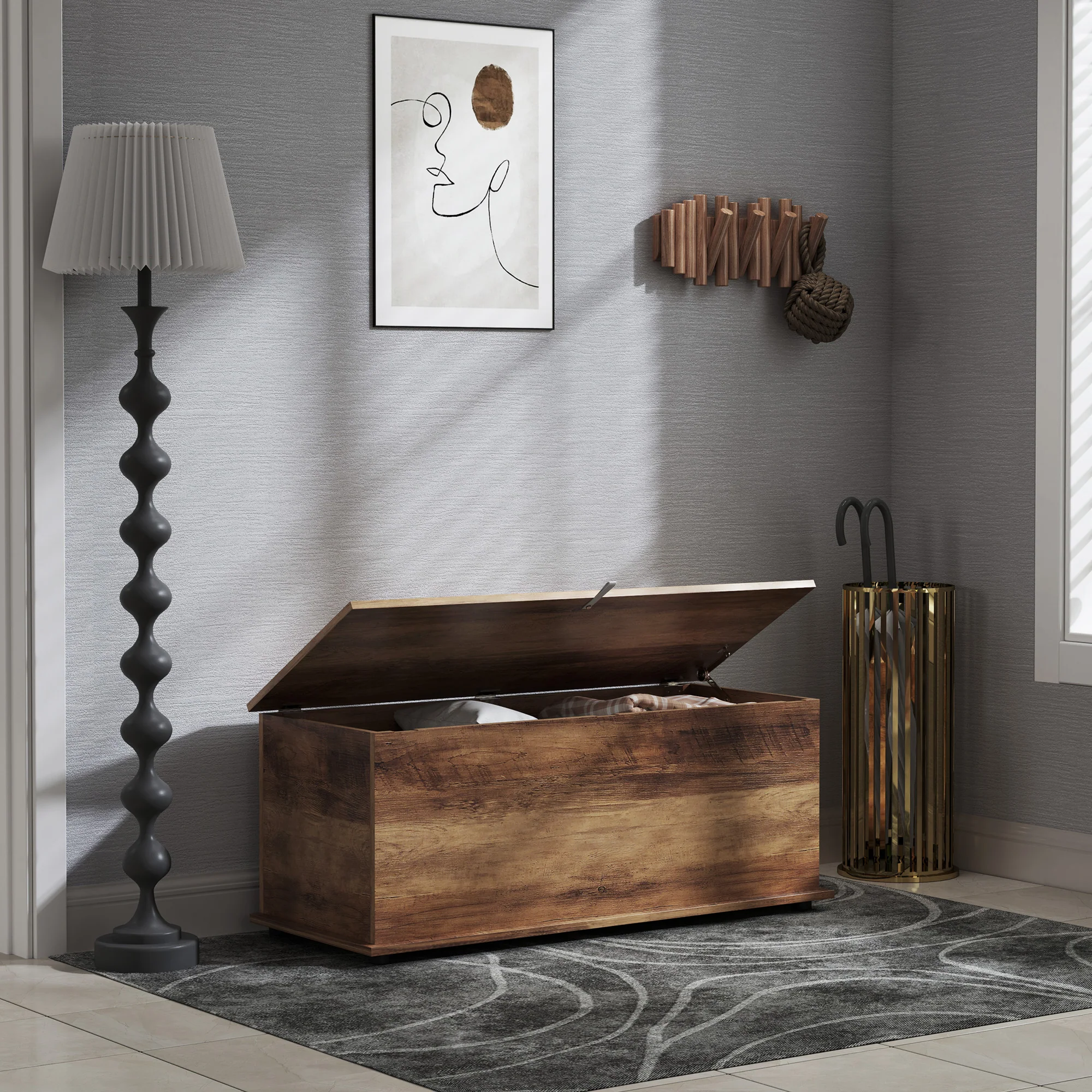 HOMCOM Storage Chest With Lid, 113L Storage Box - Image 16