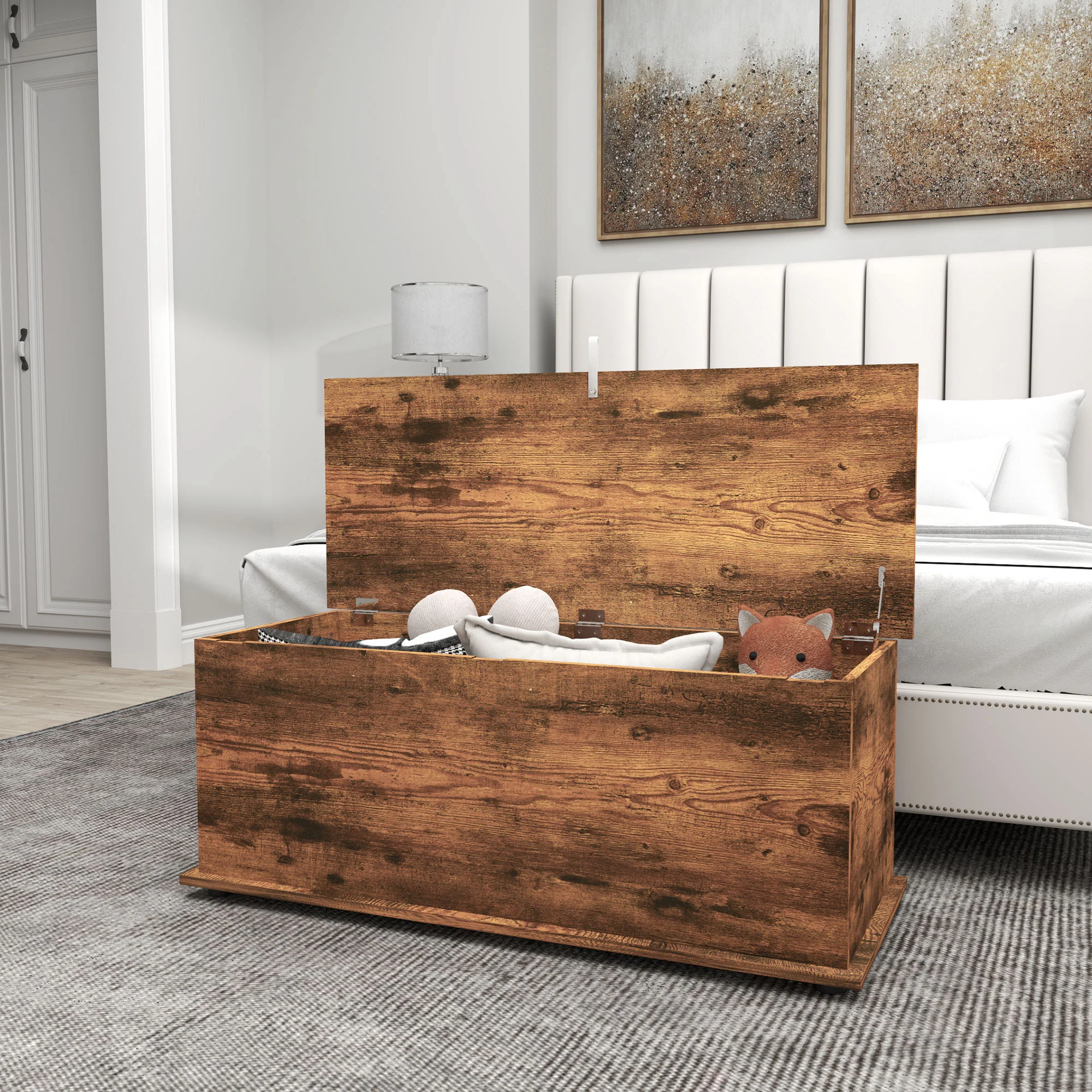 HOMCOM Storage Chest With Lid, 113L Storage Box - Image 8