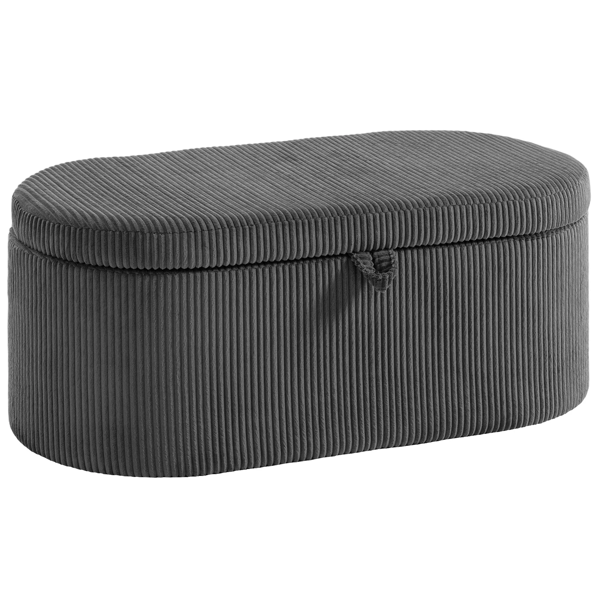HOMCOM Storage Ottoman, Corduroy Ottoman Storage Box with Padded Seat