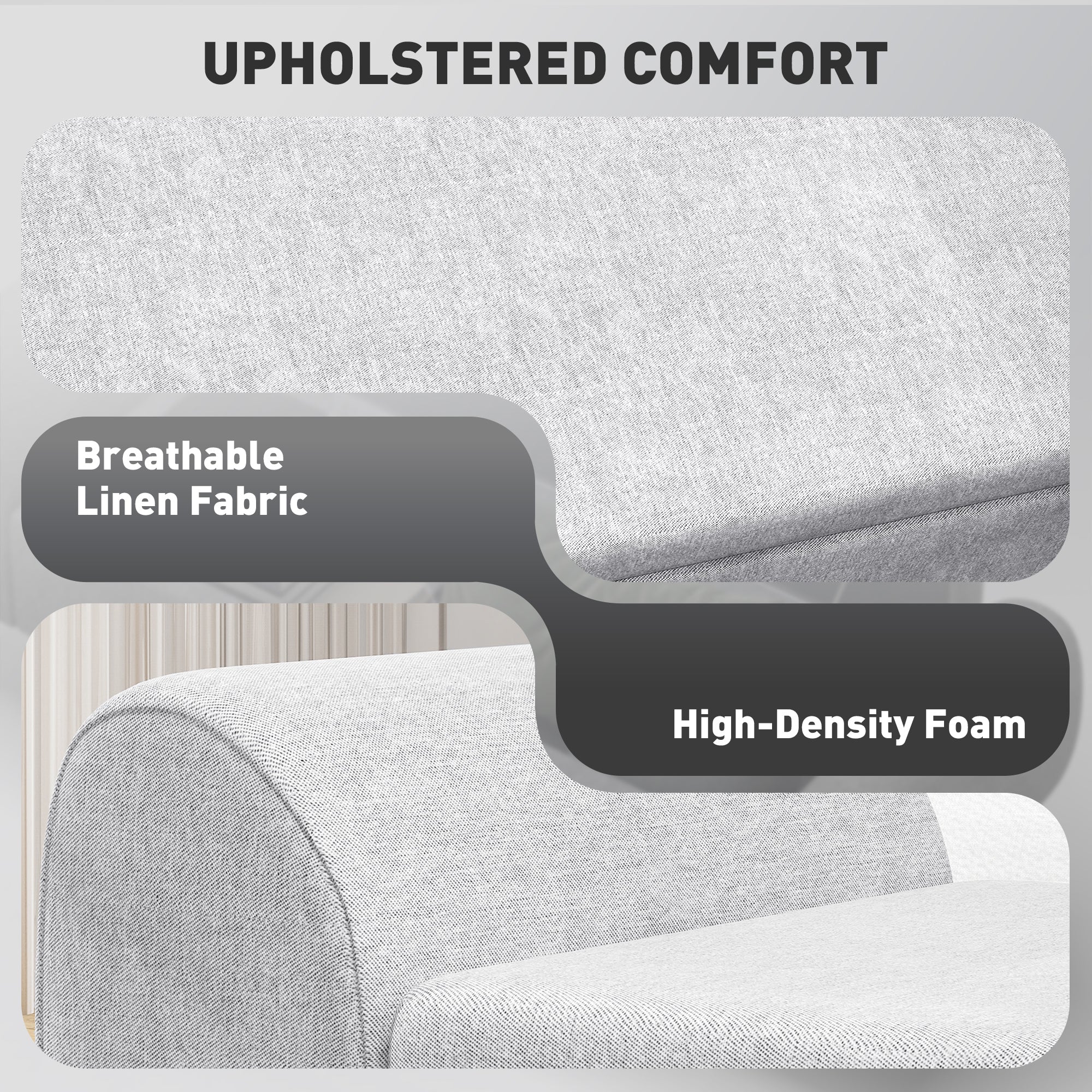 HOMCOM Storage Ottoman With Armrest, Upholstered Linen Storage Bench - Image 15